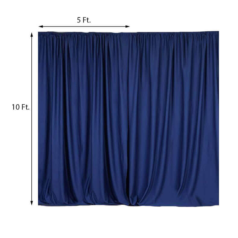 2-Pack Navy Blue Wrinkle-Free Scuba Polyester Flame-Resistant 10ftx10ft Event Curtain Drapes