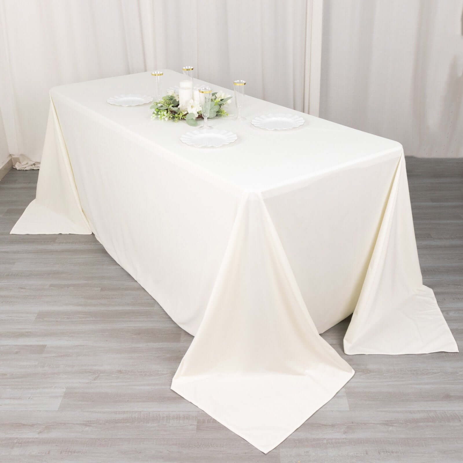 Ivory Premium Scuba 90x132 Wrinkle-Free, Stain-Resistant Seamless Tablecloth