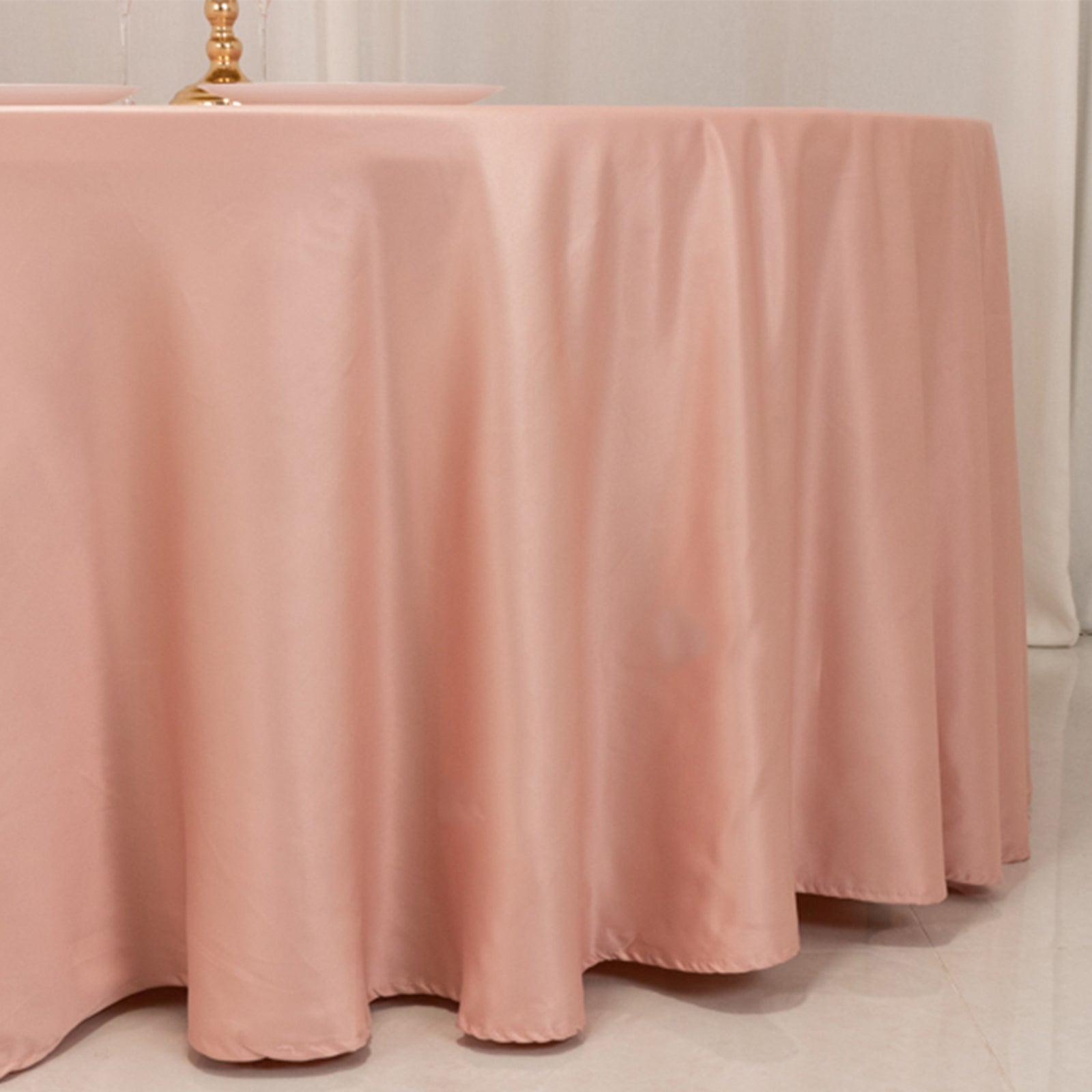 Hot Deal! Dusty Rose Lamour Satin Round Tablecloth - 120 Inch Seamless Cover with Soft Sheen