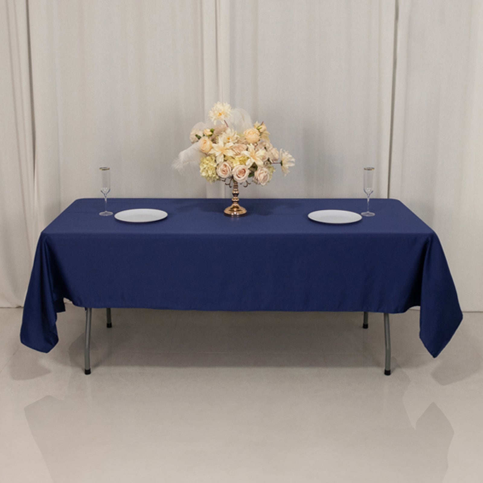 Navy Blue Lamour Satin Rectangle Tablecloth (60x102) - Durable & Soft