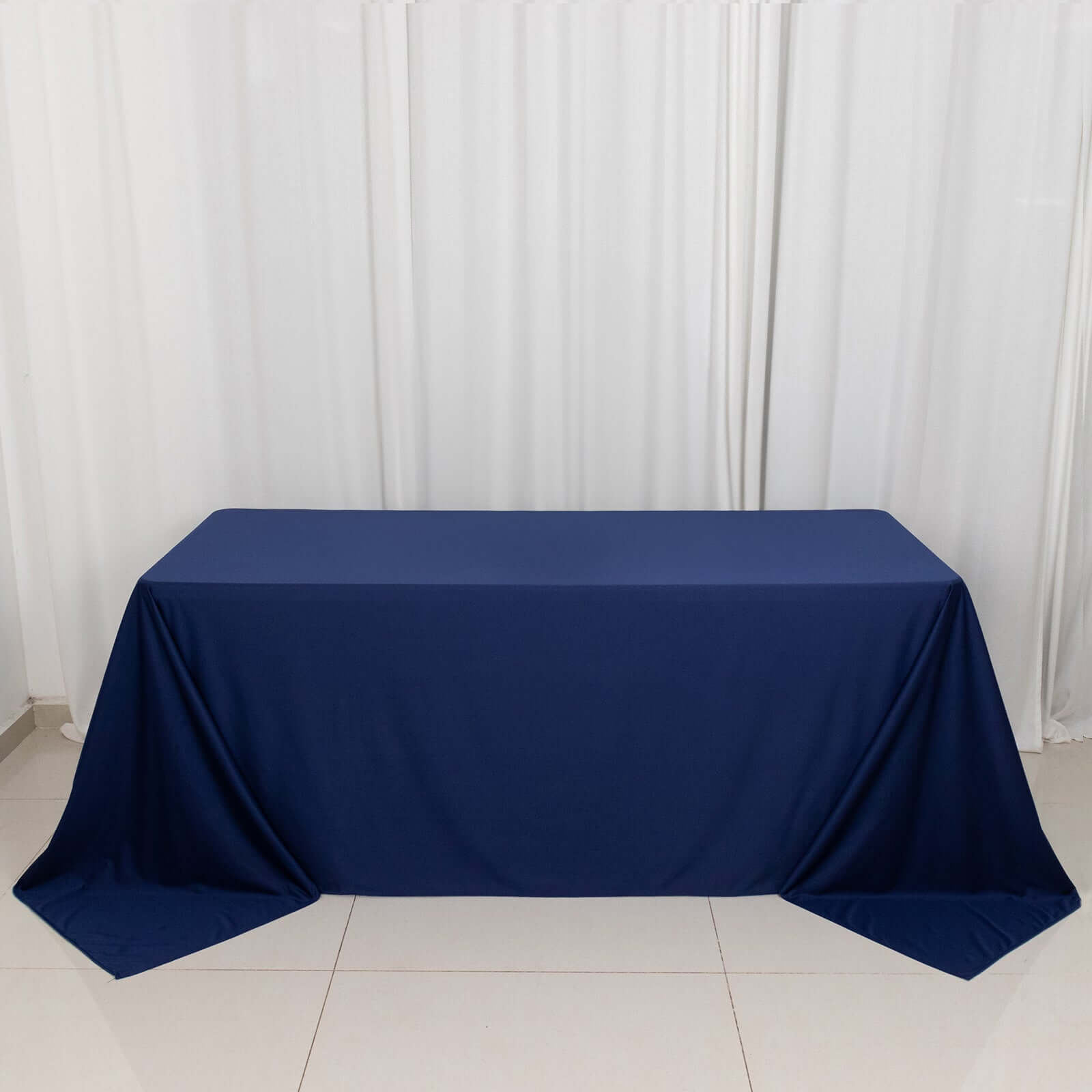 Navy Blue Premium Scuba Wrinkle-Free & Stain-Resistant 90x132 Rectangular Tablecloth
