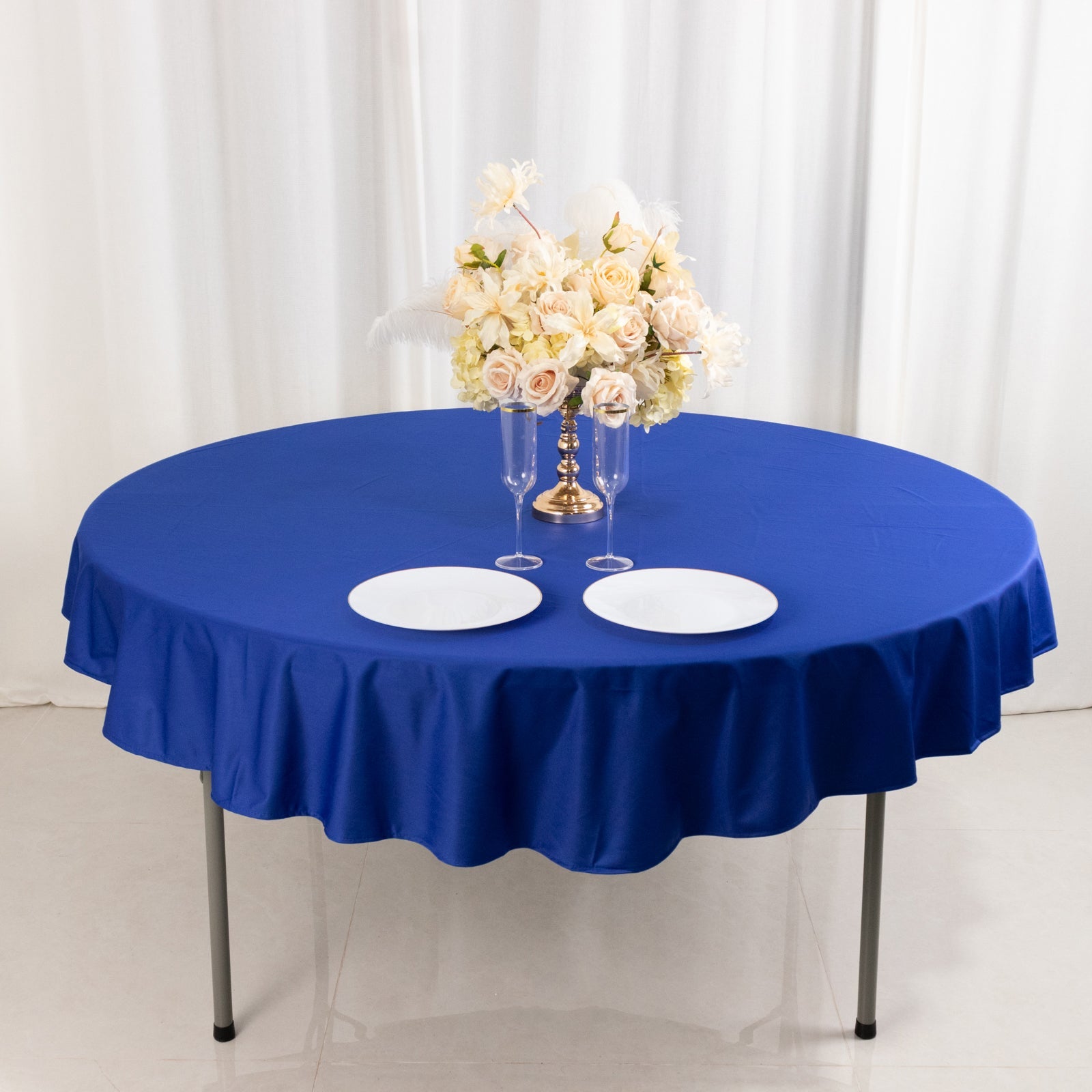 Royal Blue 70-Inch Wrinkle-Free & Stain-Resistant Premium Scuba Round Tablecloth