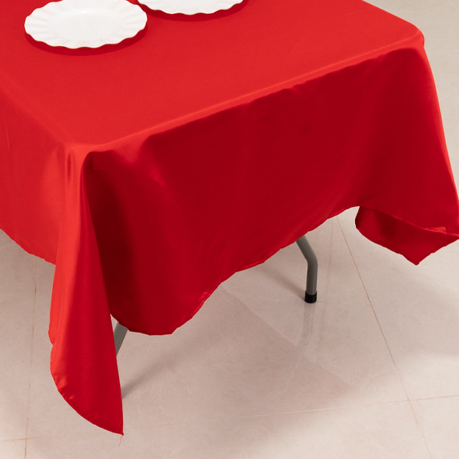 Red Lamour Satin Rectangle Tablecloth (60x102) - Durable & Silky Soft, Great Deal!