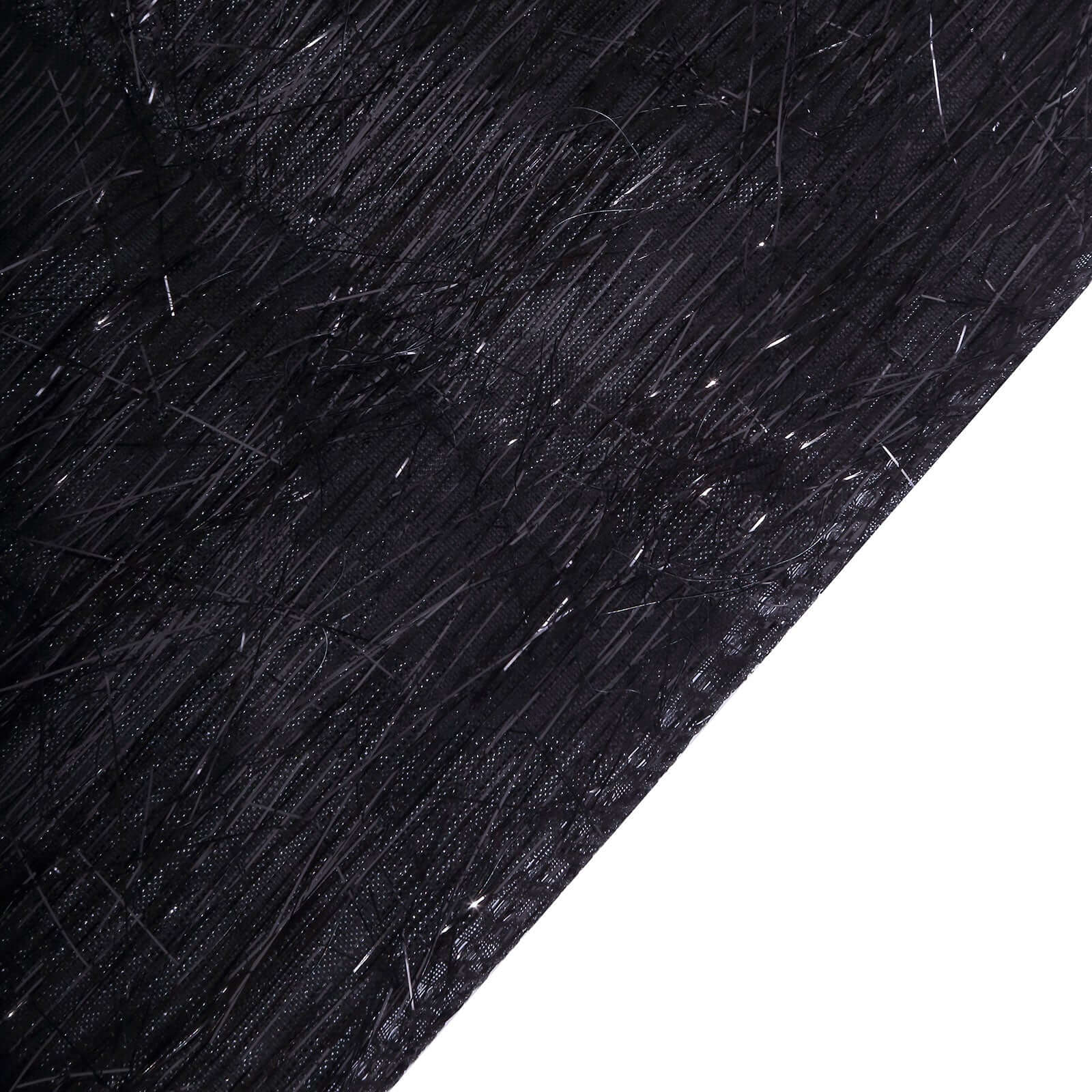 5-Piece Set of Black Metallic Tinsel Fringe Polyester Chair Sashes - Effortless Chair Bows, 6x108