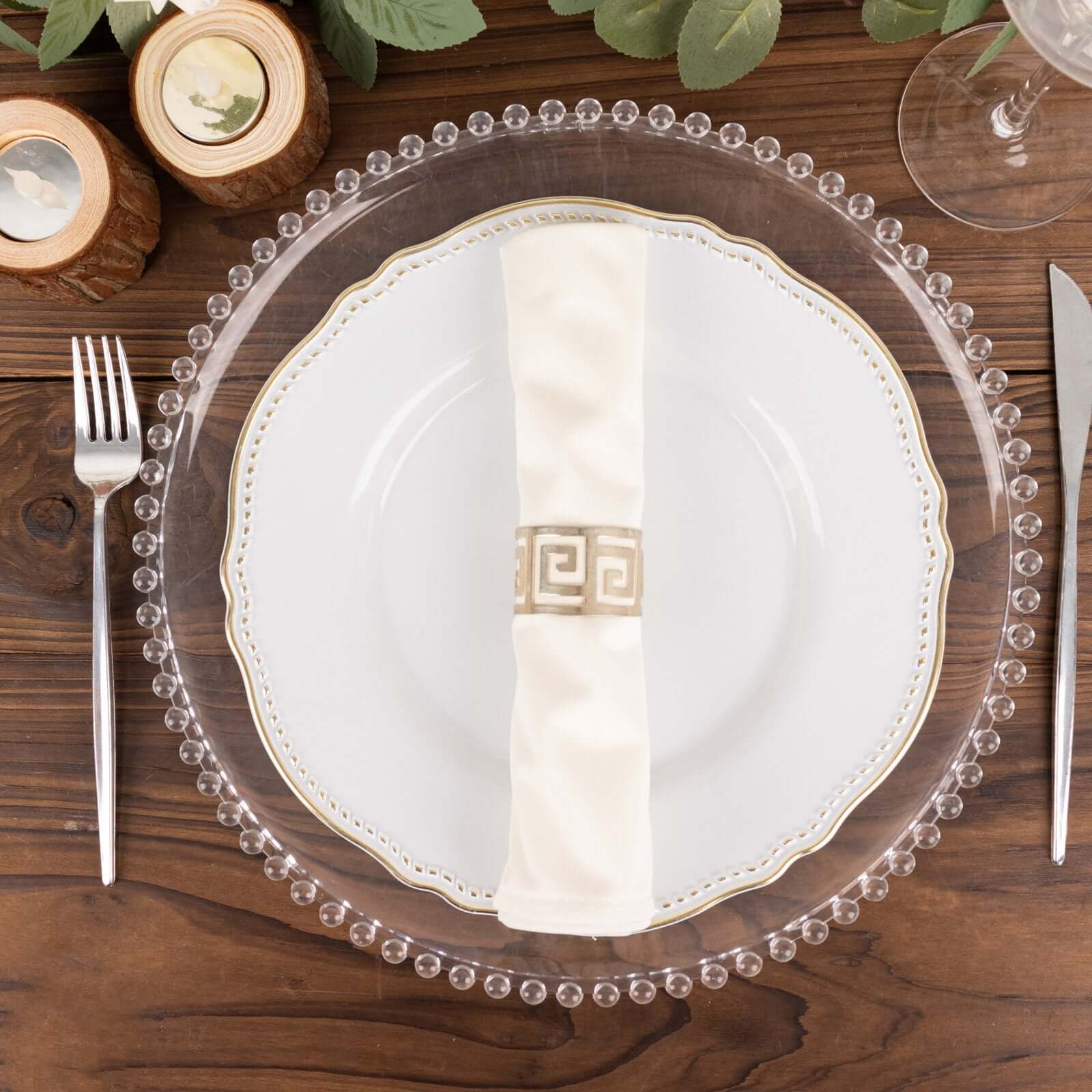 5-Piece Set of Premium Ivory 20x20 Scuba Dinner Napkins - Durable and Reusable