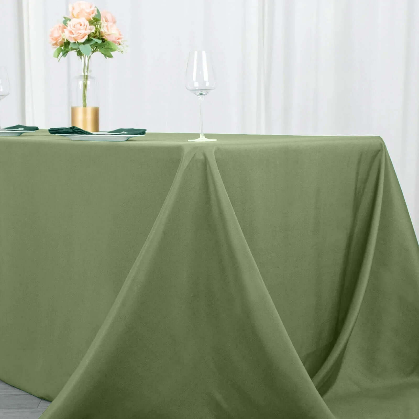 220GSM Seamless Stain-Resistant Premium Polyester Rectangle Tablecloth in Dusty Sage Green 90x132