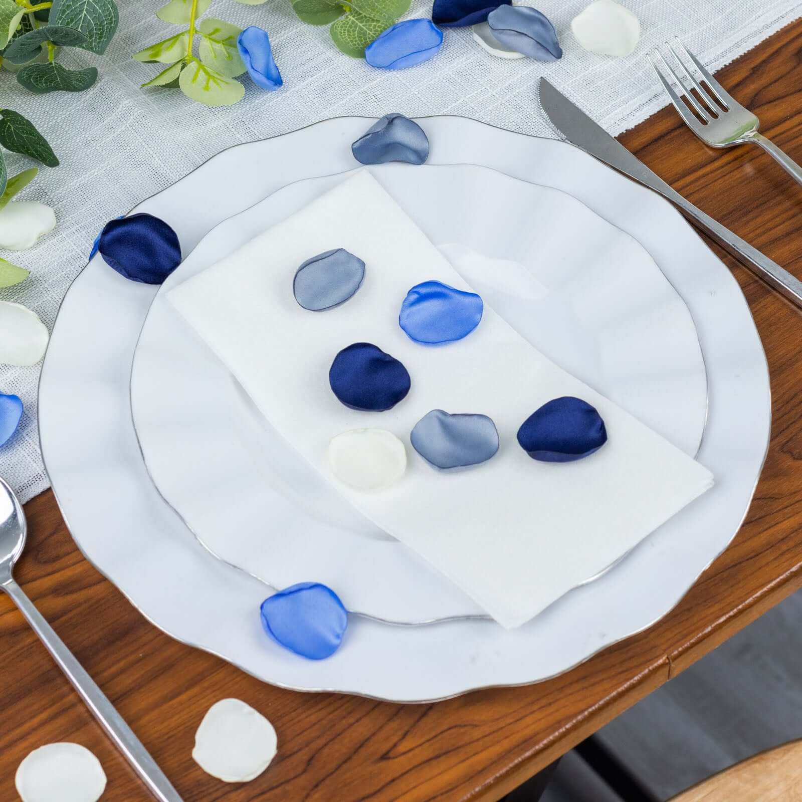 Get 400-Pack Silk Rose Petal Confetti in Dusty Blue Mix for Decorative Events