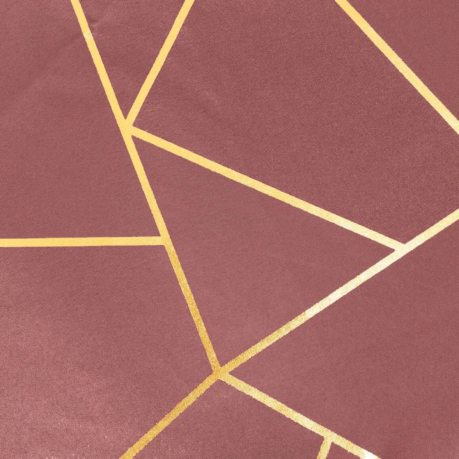 Hot Sale! 9ft Polyester Table Runner in Cinnamon Rose with Gold Foil Geometric Design