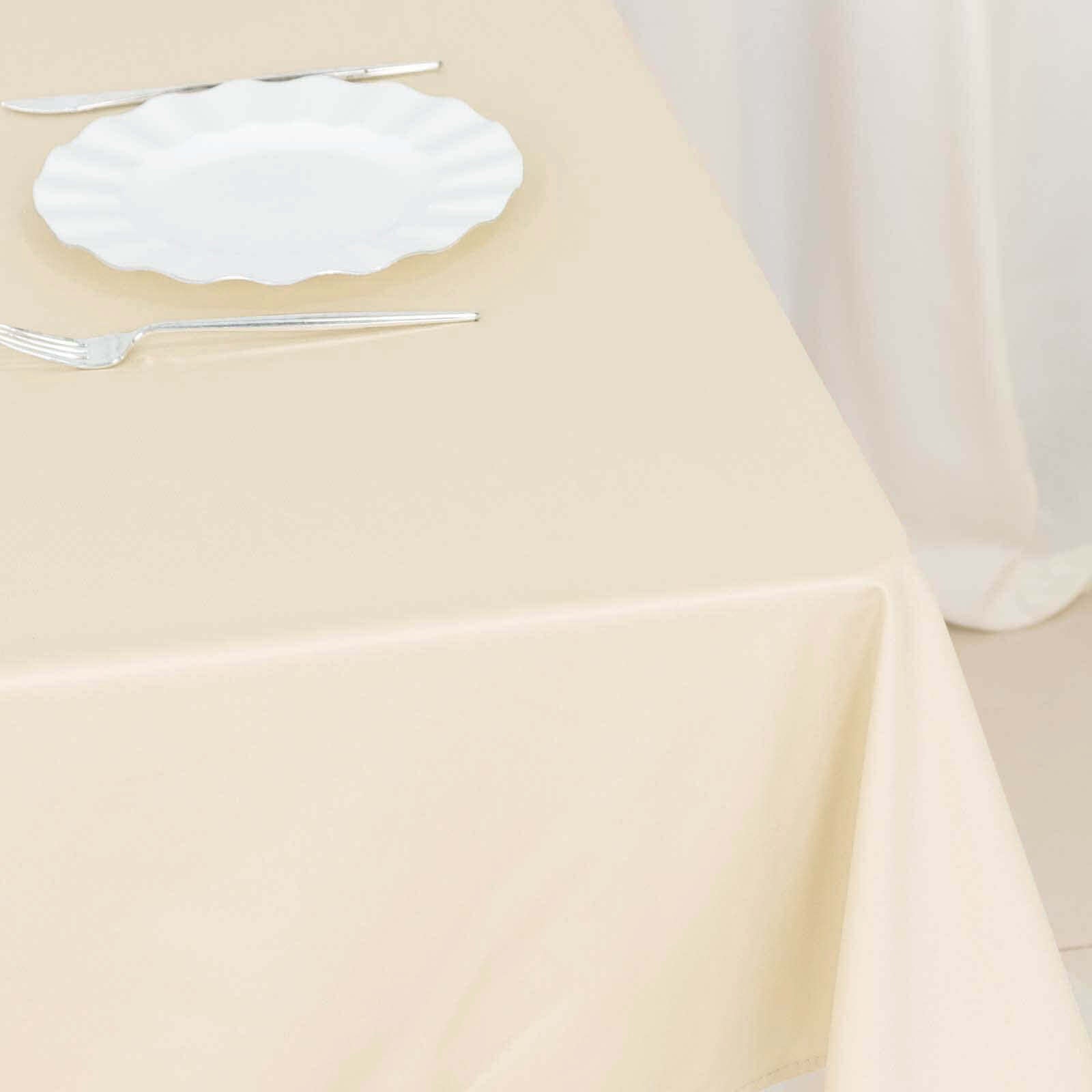 Premium Beige 54x54 Square Scuba Table Overlay - Wrinkle-Free & Stain-Resistant Table Cover