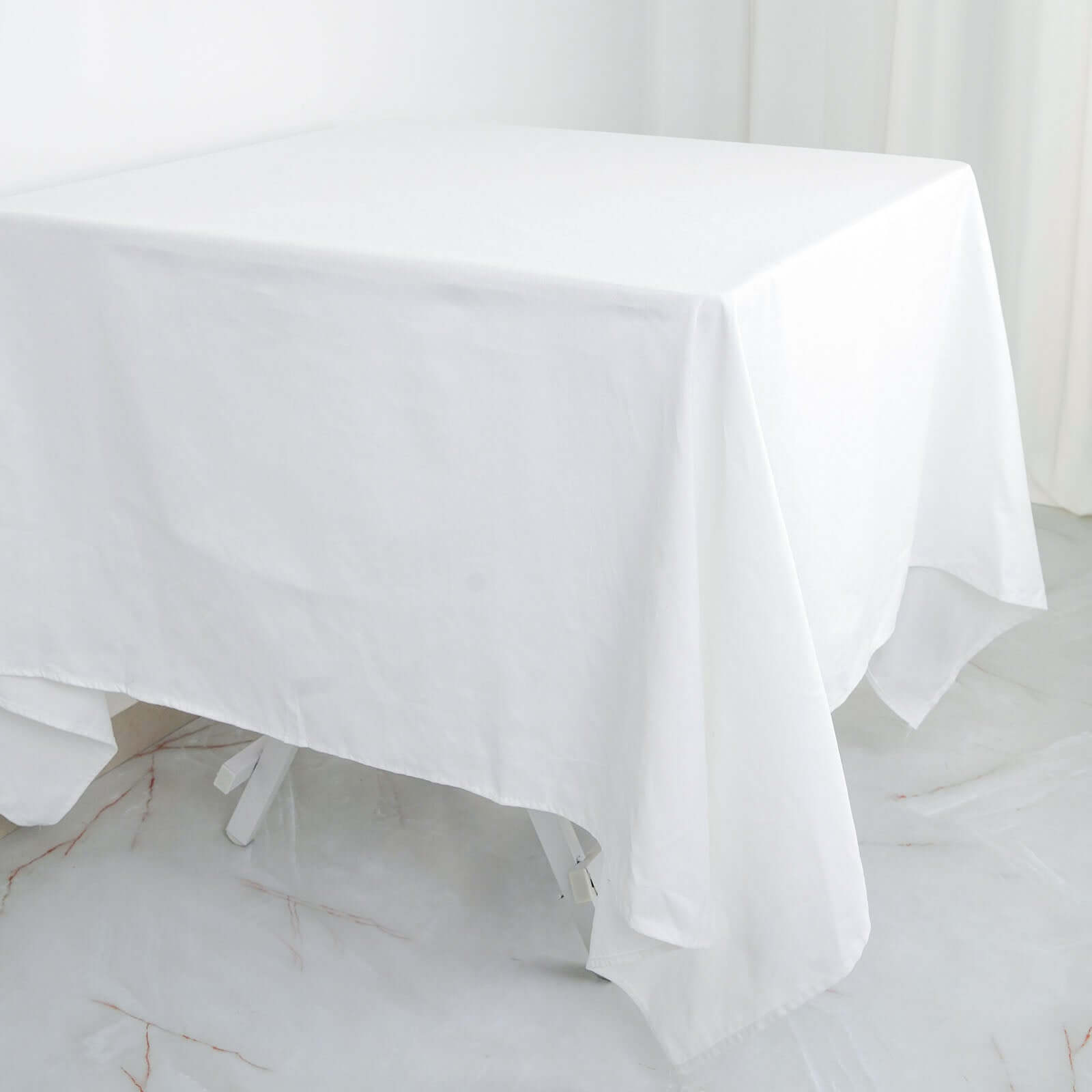 Get This Sophisticated 100% Cotton White 70x70 Square Tablecloth - Soft & Breathable