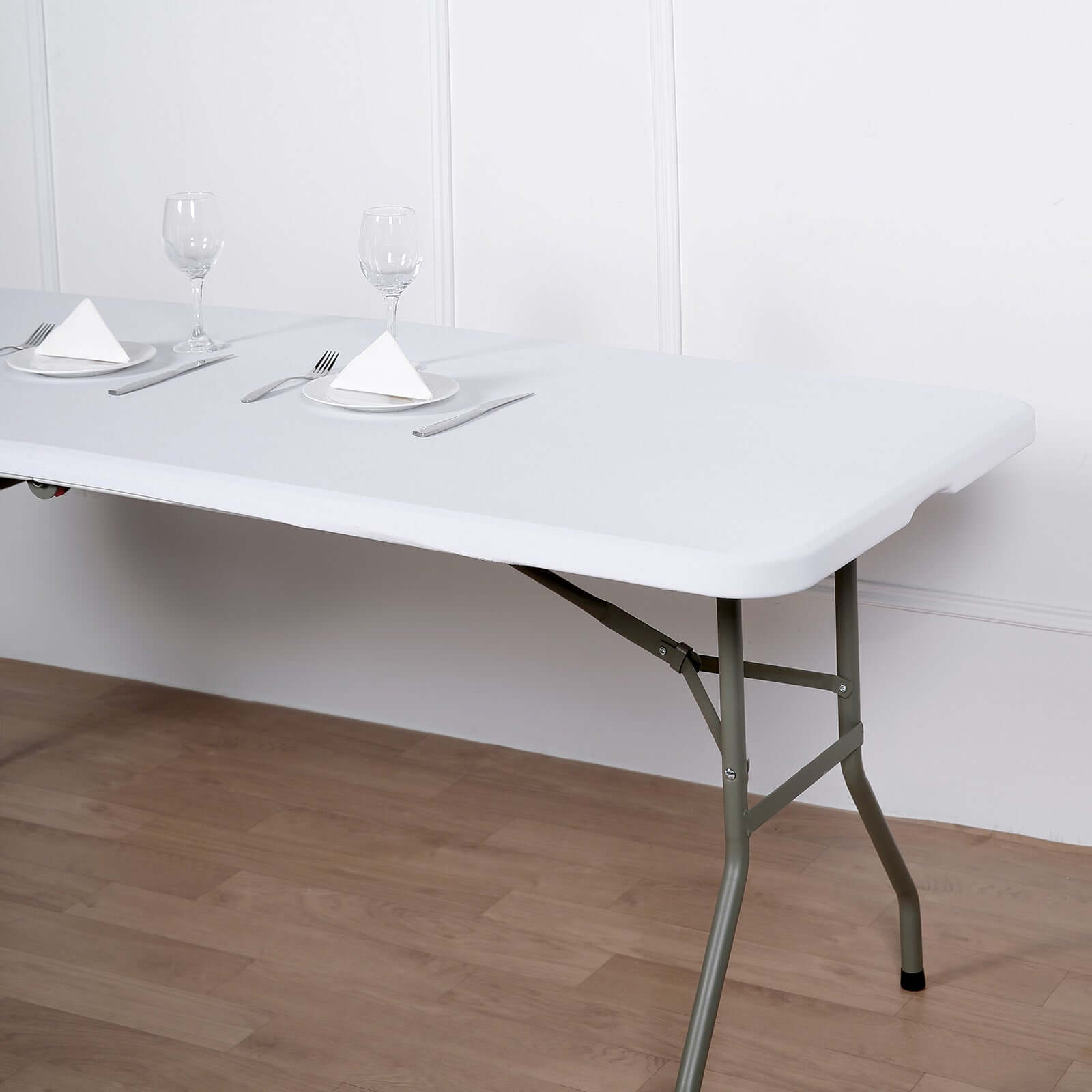 White Stretch Spandex 72x30 Rectangle Fitted Table Topper - Durable & Sleek