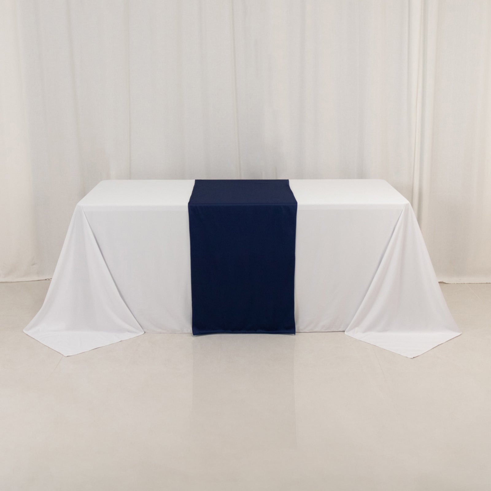 Navy Blue Wrinkle-Free Premium Scuba Polyester Table Runner 24x72 Wide