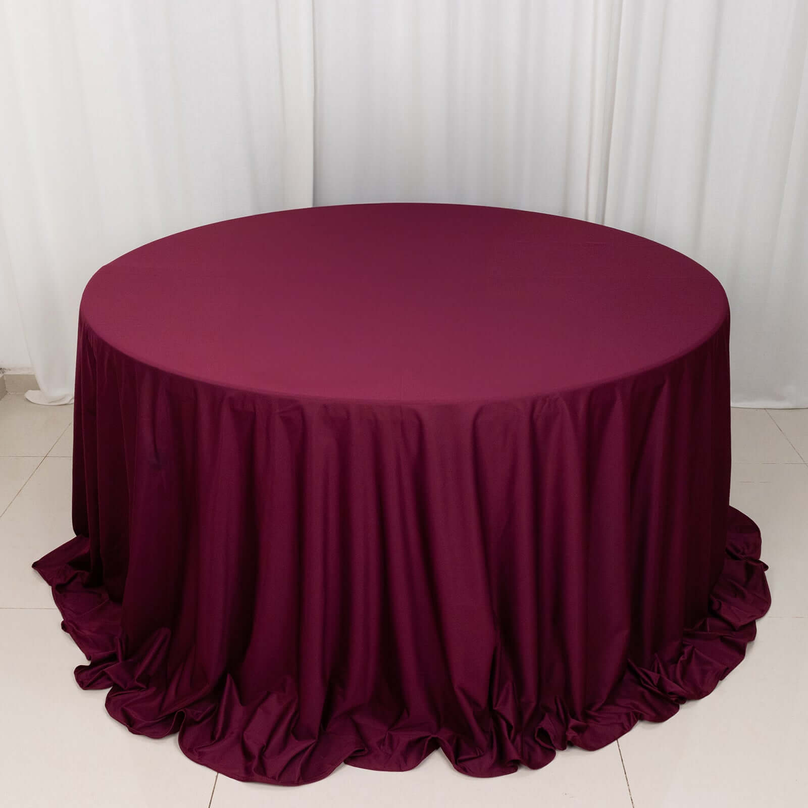 Hot Sale! Premium Burgundy 132' Round Scuba Tablecloth - Wrinkle & Stain Resistant