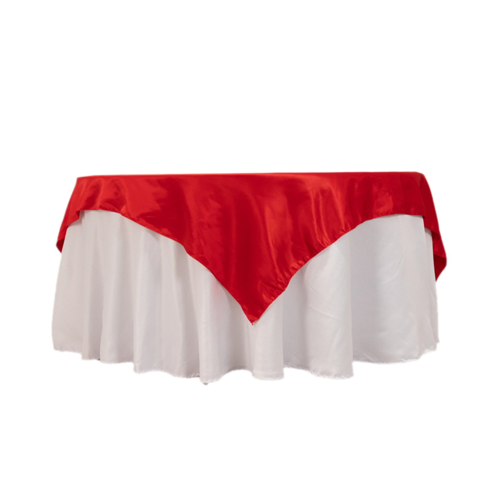 Hot Sale! Red Lamour Satin Square Table Overlay 72x72 for Various Events