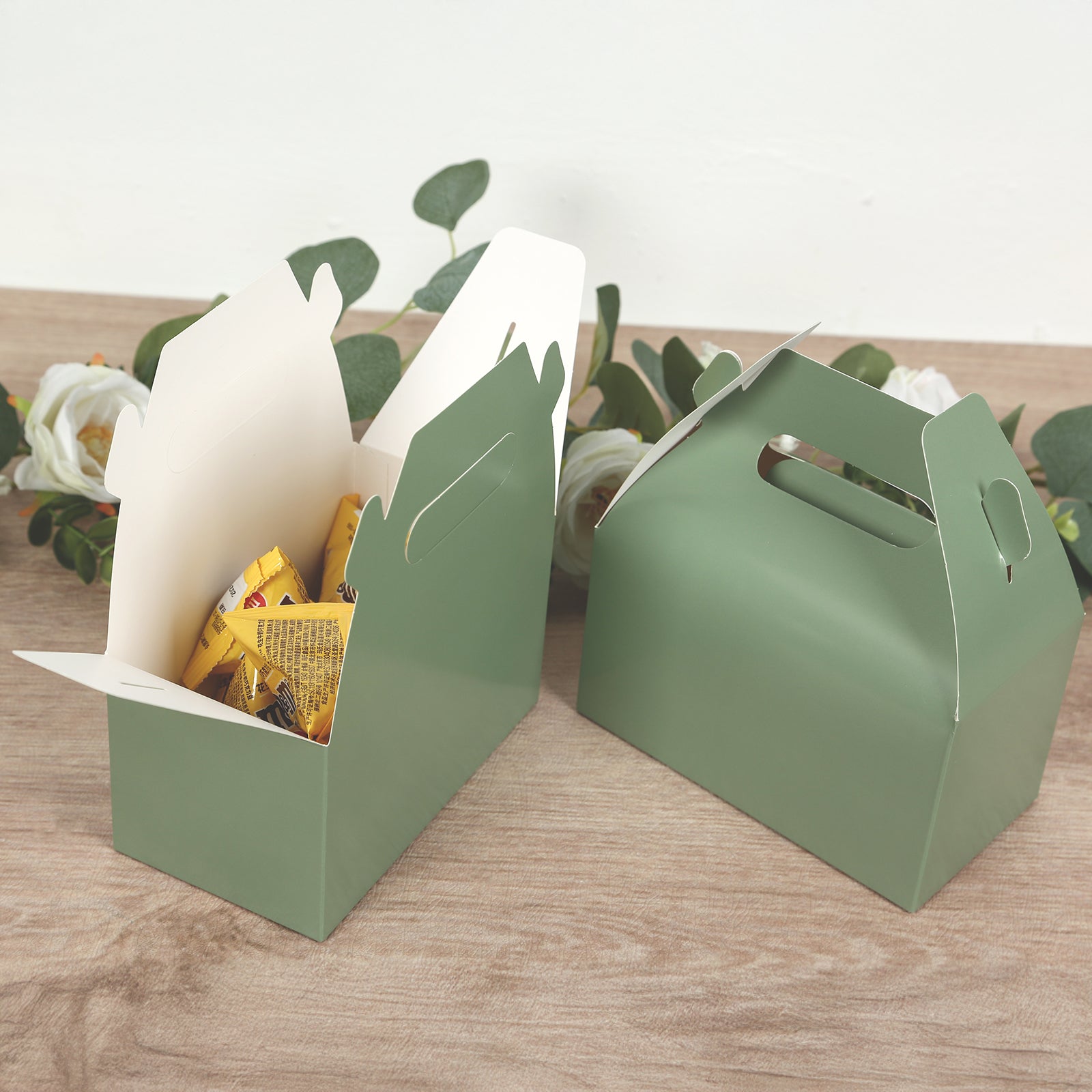 25-Pack Dusty Sage Green Party Candy Gift Tote Gable Boxes - Hot Sale!
