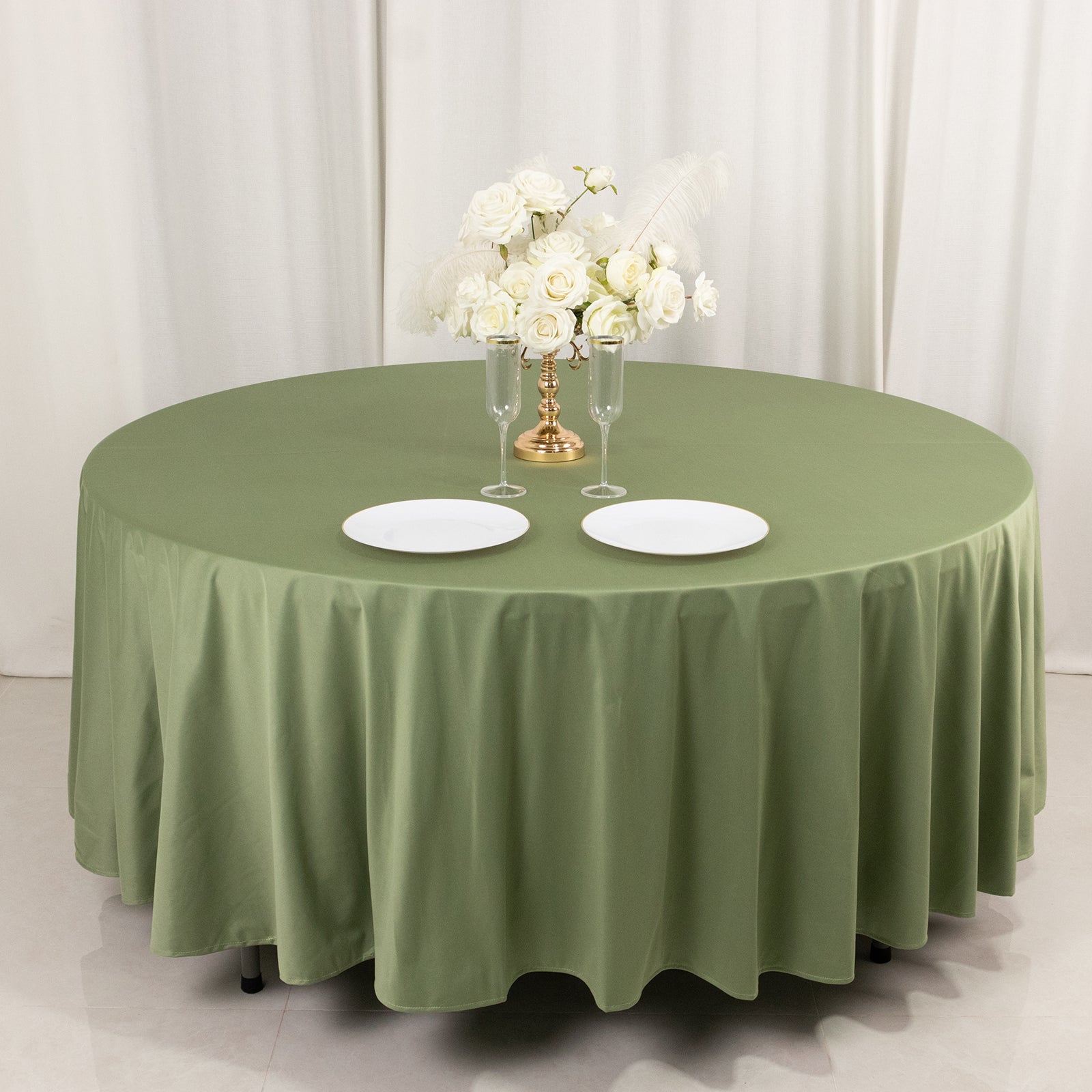 Wrinkle-Free & Stain-Resistant Premium Scuba 108-Inch Round Dusty Sage Green Tablecloth