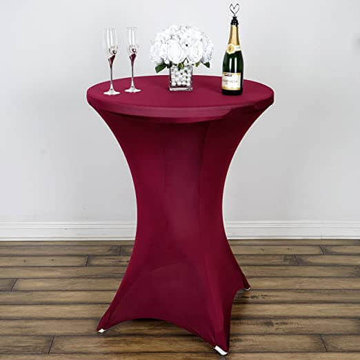 Burgundy Spandex Stretch Fitted Highboy Cocktail Table Cover (24 - 32 Inch) - Easy Care