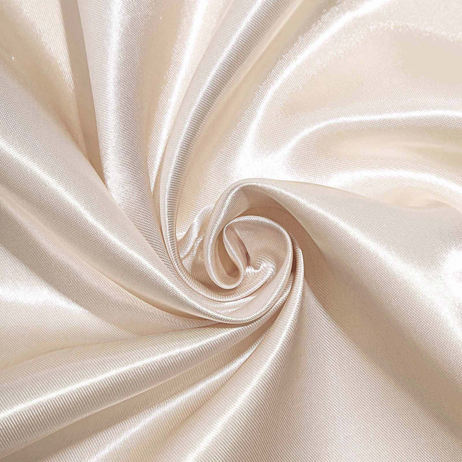 Beige Satin 60x126 Rectangular Tablecloth - Smooth & Lustrous, Ideal for Events