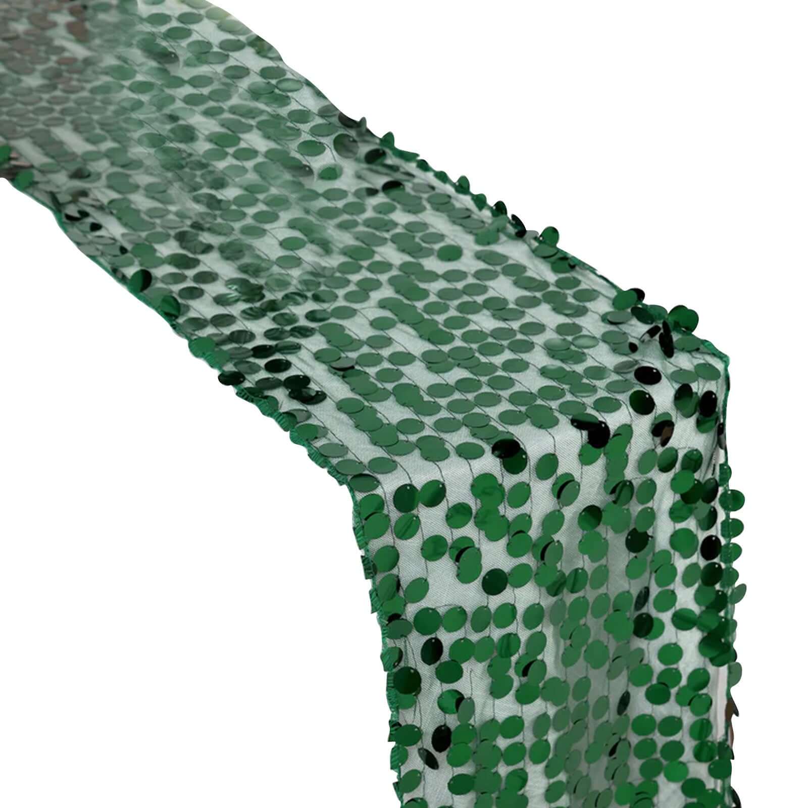 13x108 Hunter Emerald Green Big Payette Sequin Table Runner - Stunning Design