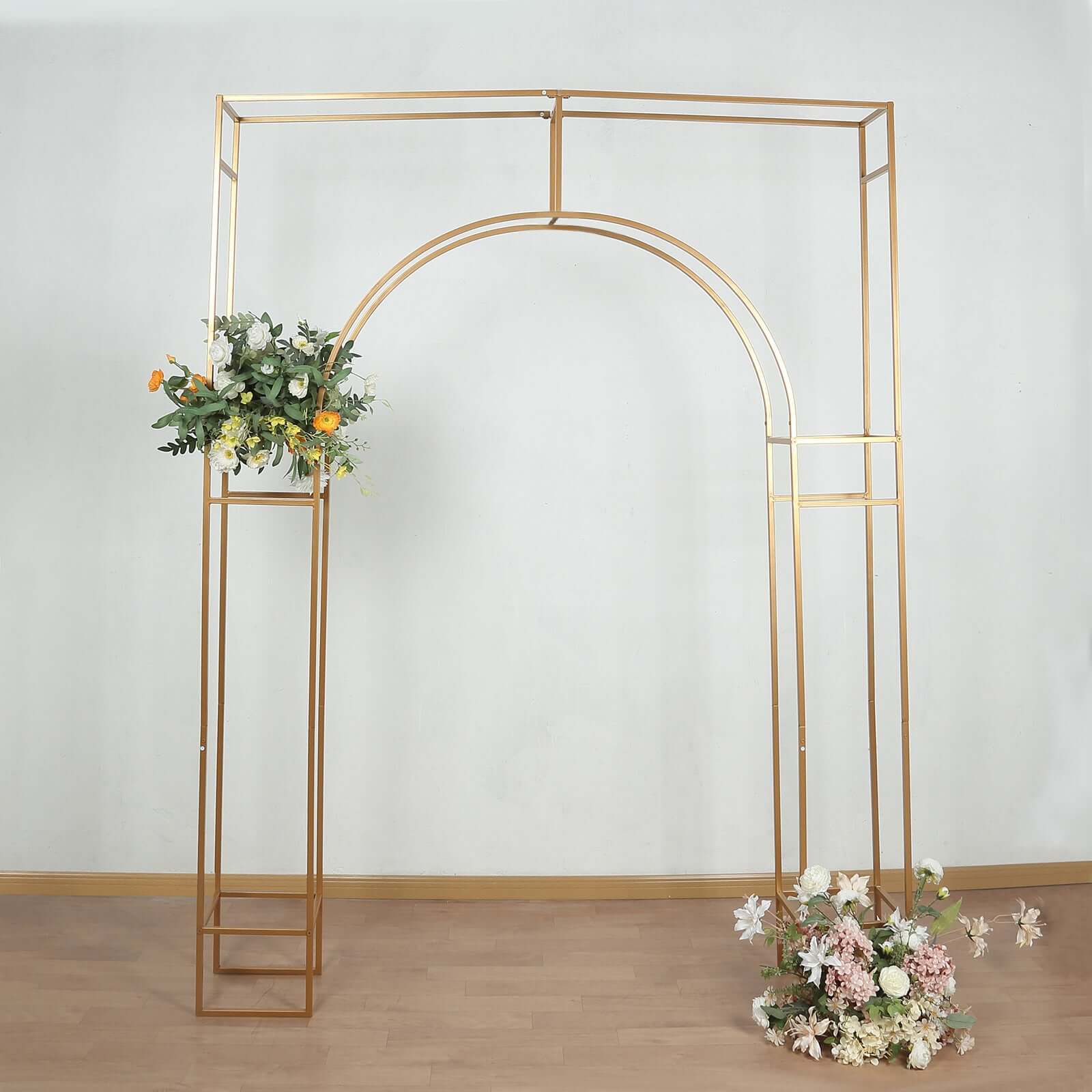 8ft Heavy Duty Gold Metal Wedding Arch in Arc de Triomphe Style - Perfect for Events