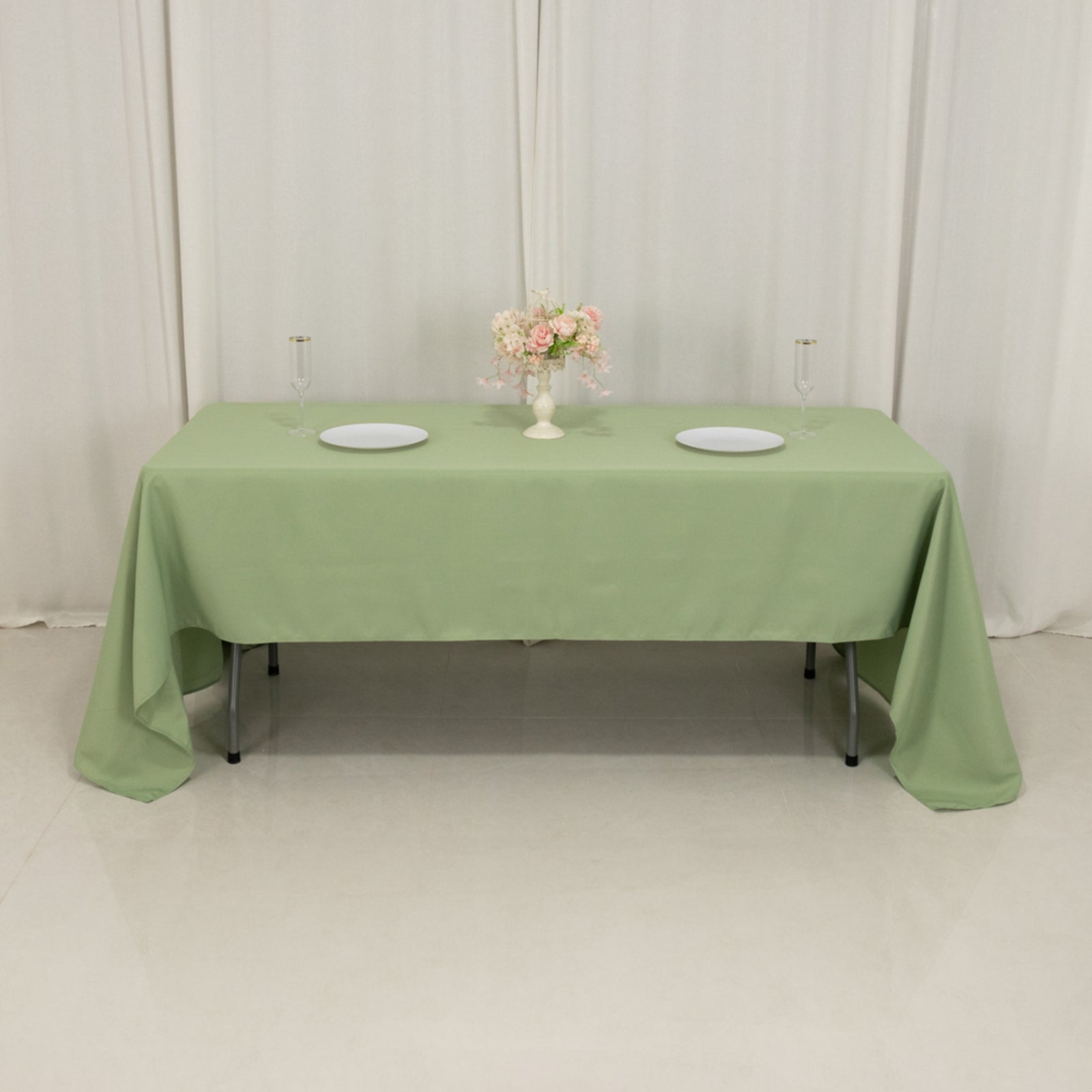 Hot! Sage Green 60x126 Polyester Rectangle Tablecloth - 220GSM Stain-Resistant Finish
