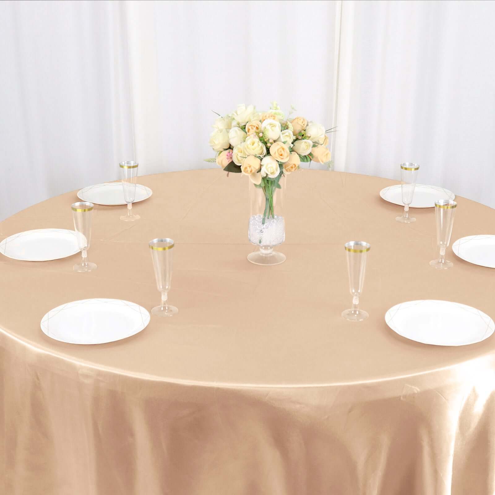 Stylish Seamless Nude Satin 120 - inch Round Tablecloth