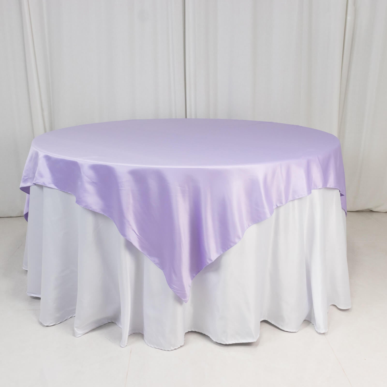 Lavender Lilac Lamour Satin 72x72 Square Table Overlay with Smooth Finish