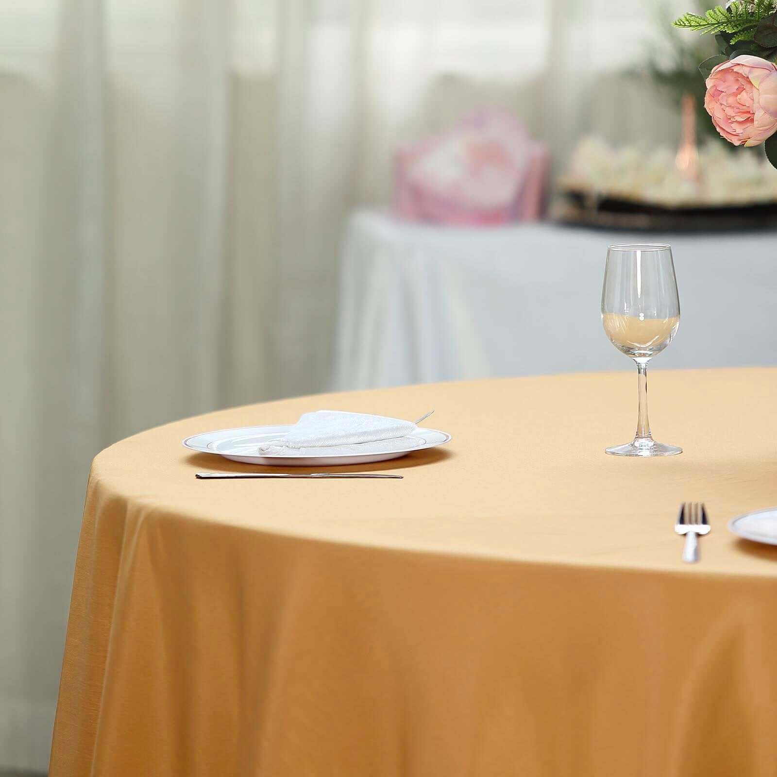 Exclusive Gold Polyester Round Tablecloth - 132' Dia for Grand Celebrations