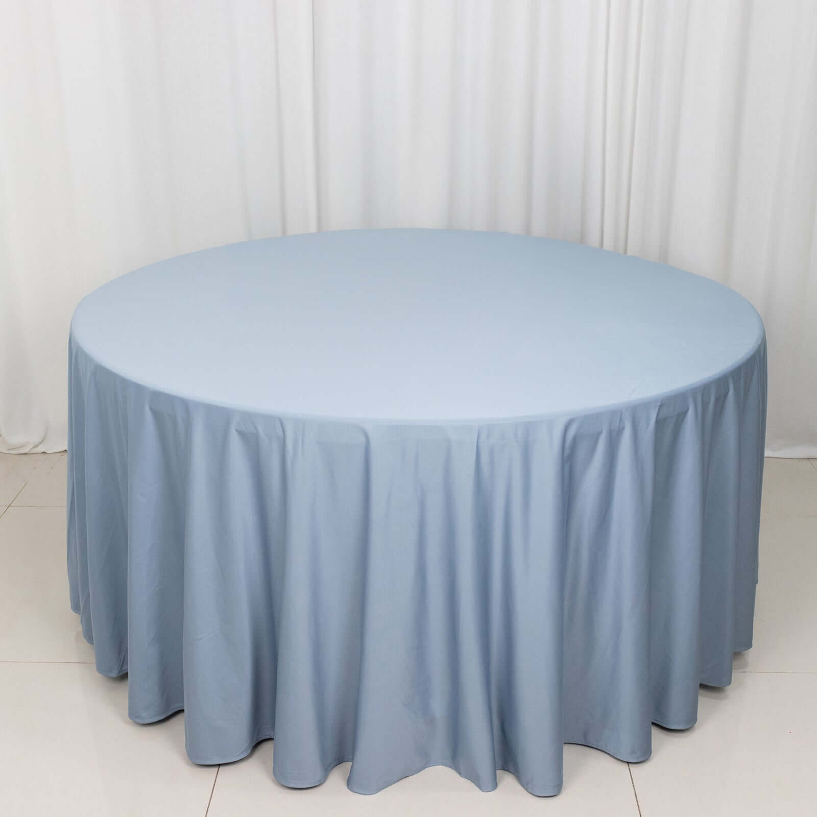 Exclusive Dusty Blue 120' Scuba Round Tablecloth - Wrinkle & Stain Free