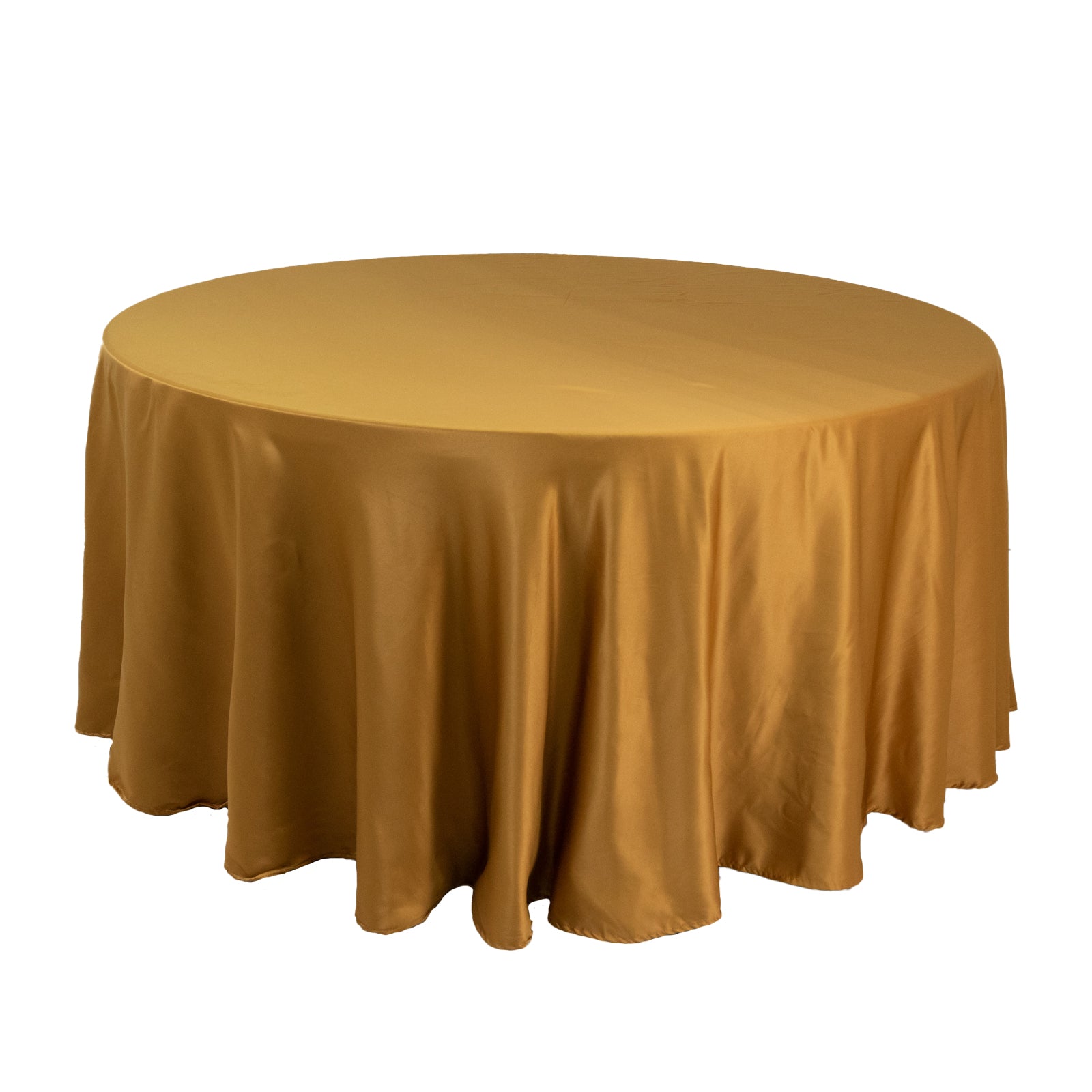 Exclusive Gold Lamour Satin 120-Inch Round Tablecloth for Upscale Events