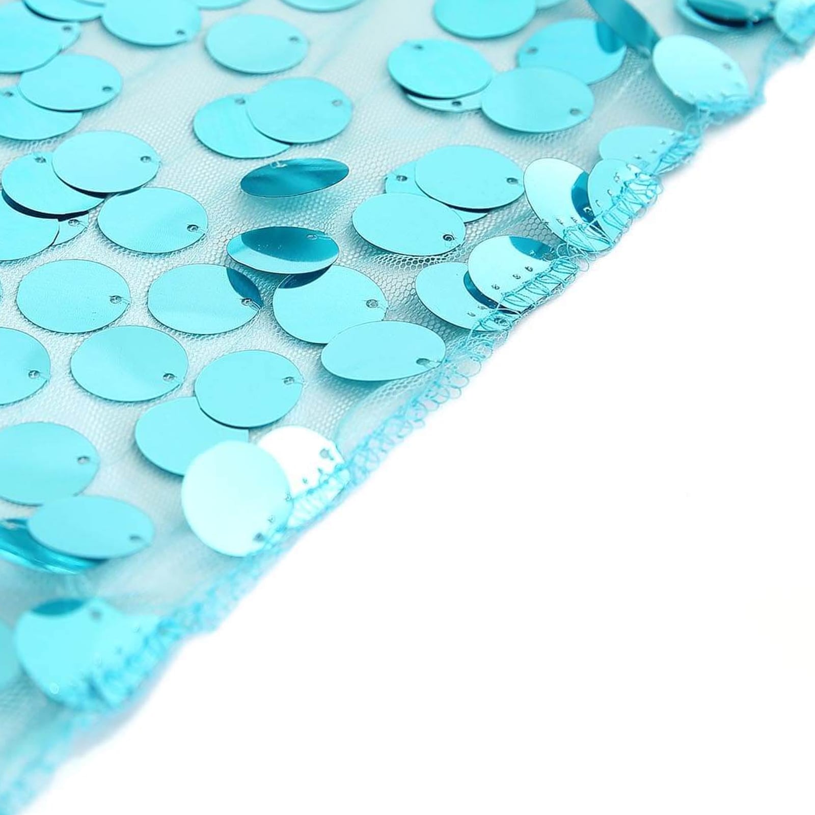 Promo! Turquoise Sequin 120-Inch Round Seamless Tablecloth for Weddings and Events
