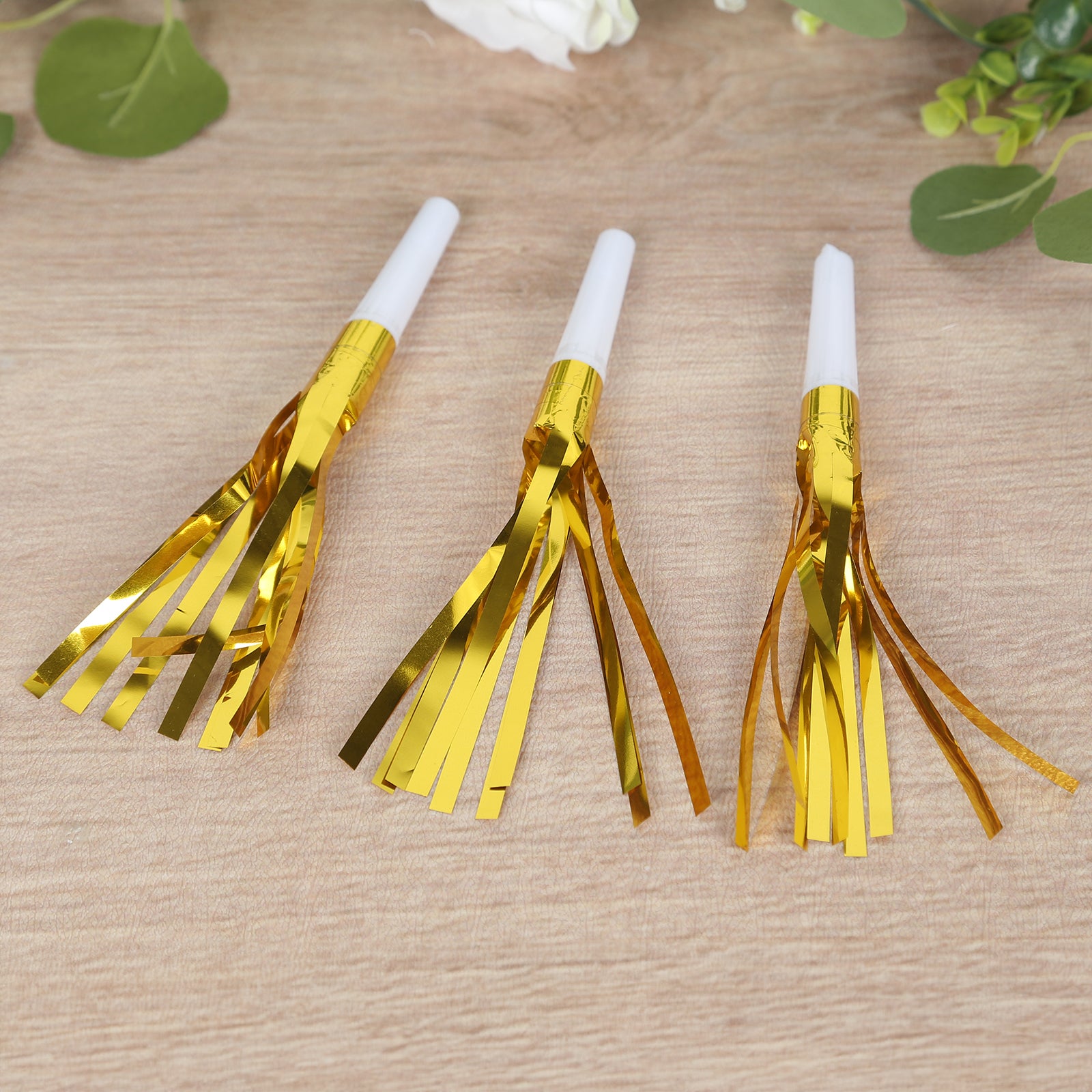 24-Pack Gold Party Horn Noisemakers with Tassels - Ideal for Events and Gatherings