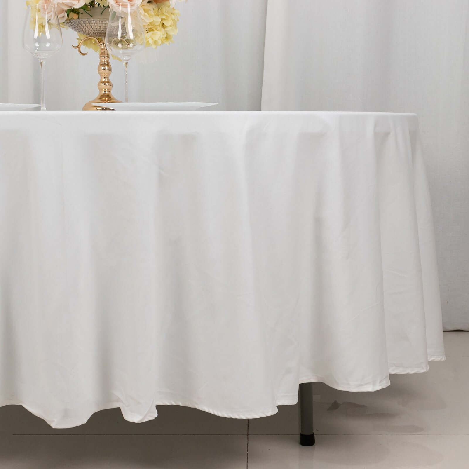 Premium 100% Cotton 108-Inch Round White Tablecloth - Soft, Breathable & Elegant for Events