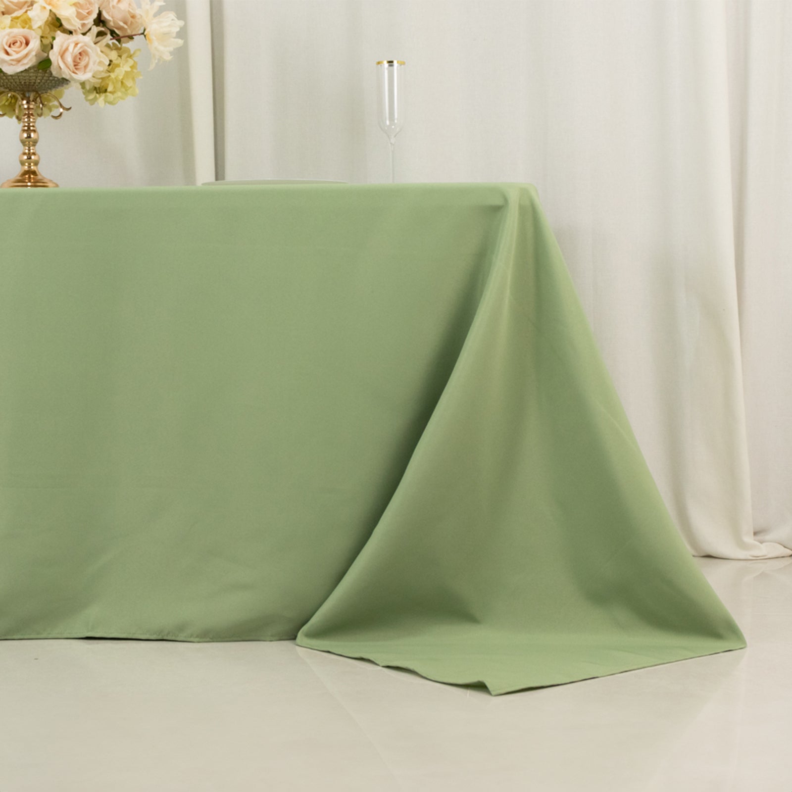 Exclusive Sage Green 90x132 Premium Polyester Seamless Tablecloth - Stain-Resistant