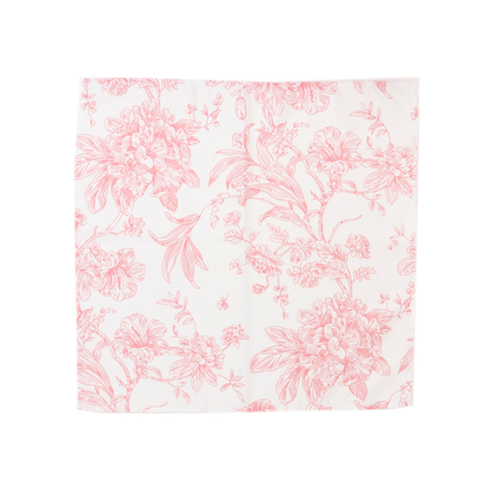 Hot Deal! 5-Pack 20x20 Pink & White French Toile Floral Polyester Reusable Dinner Napkins