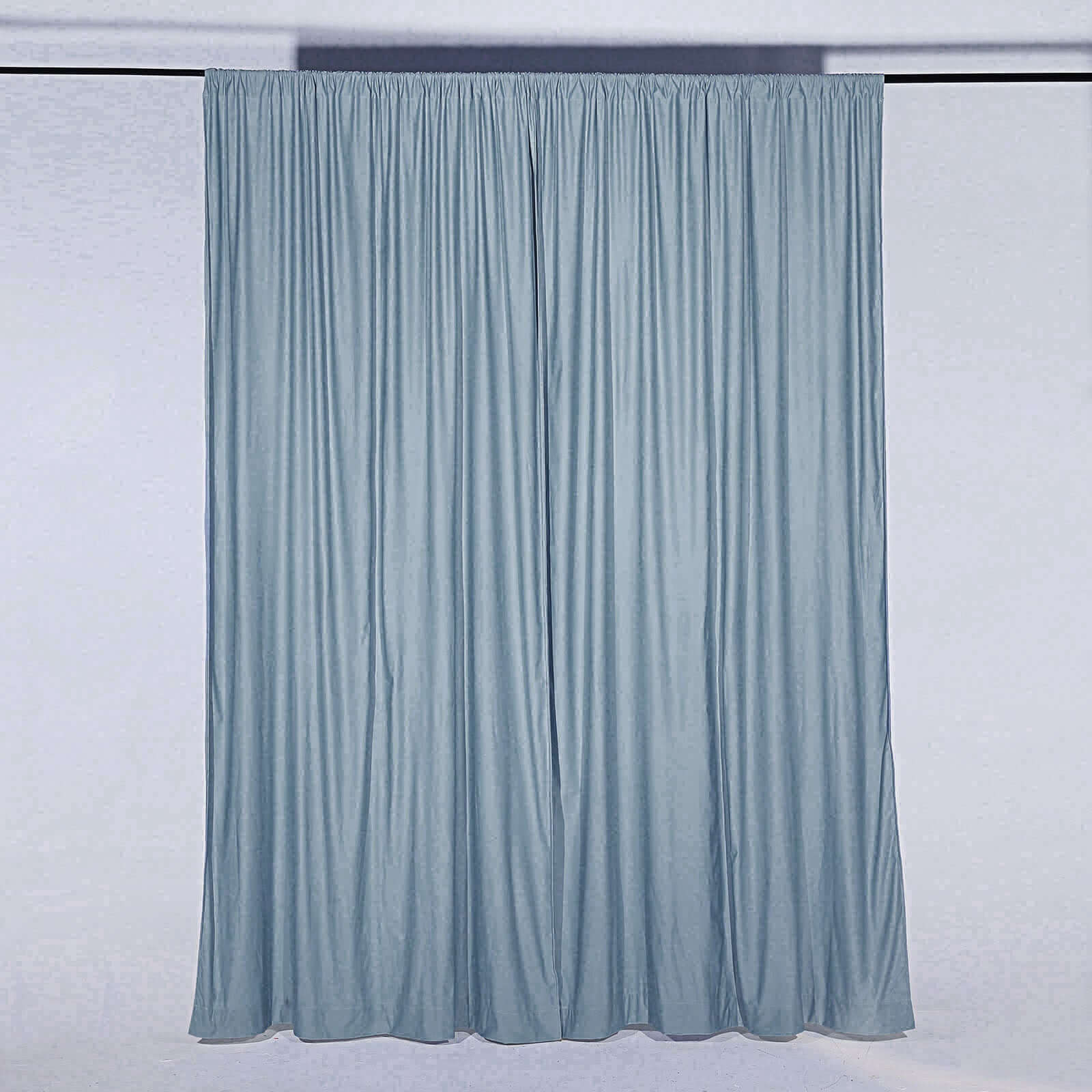 2-Pack 10ftx10ft Dusty Blue Scuba Polyester Wrinkle-Free Flame-Resistant Event Curtain Drapes
