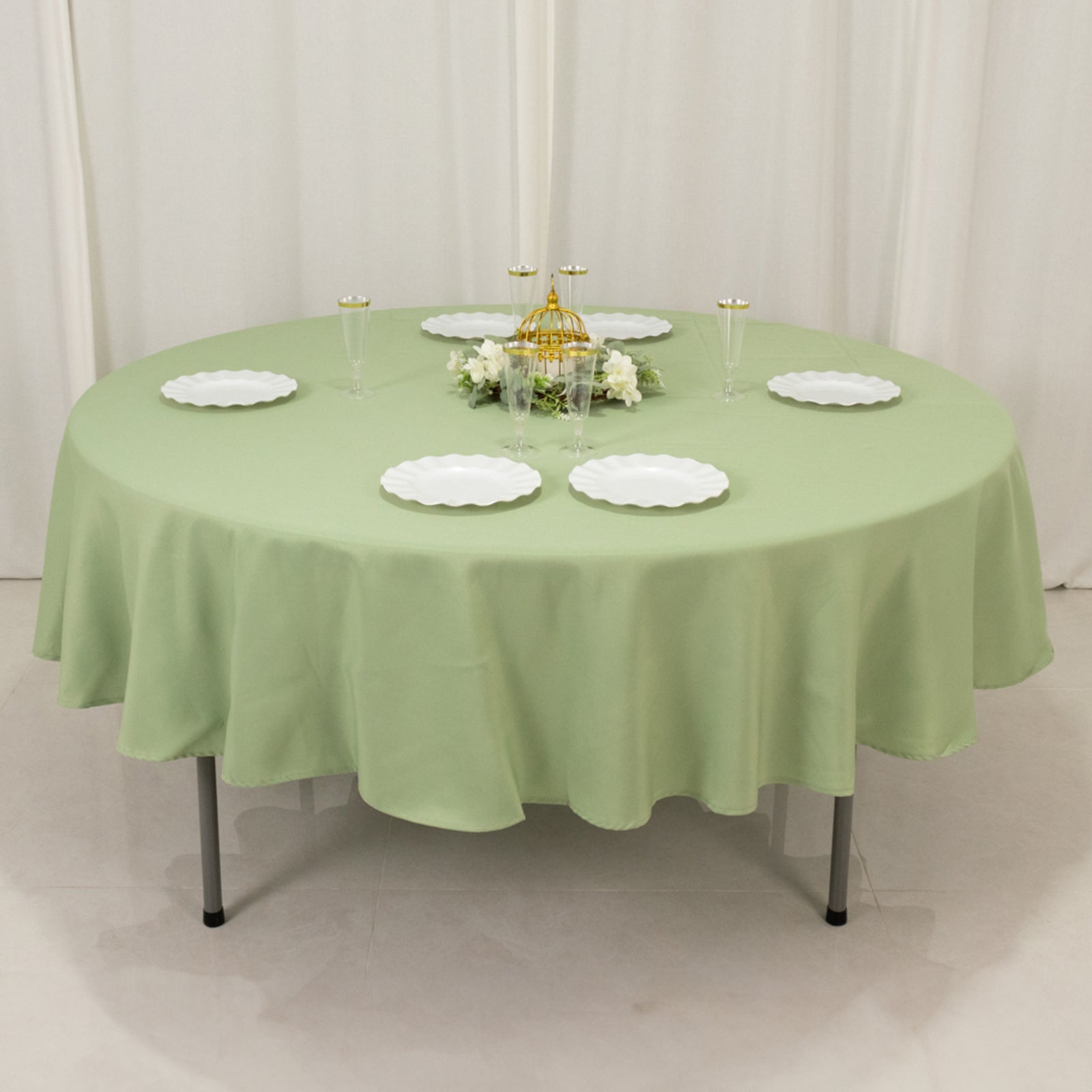 90-Inch Sage Green Premium Polyester Round Tablecloth - Stain & Wrinkle Resistant, 220GSM