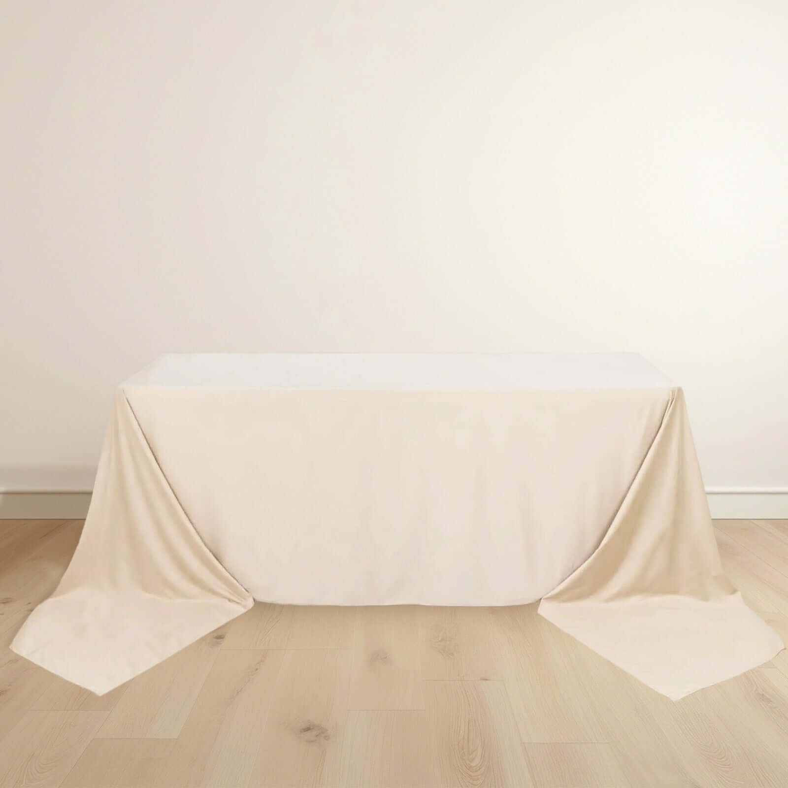 Premium Wrinkle-Free & Stain-Resistant Seamless Beige Scuba Rectangular Tablecloth 90x156