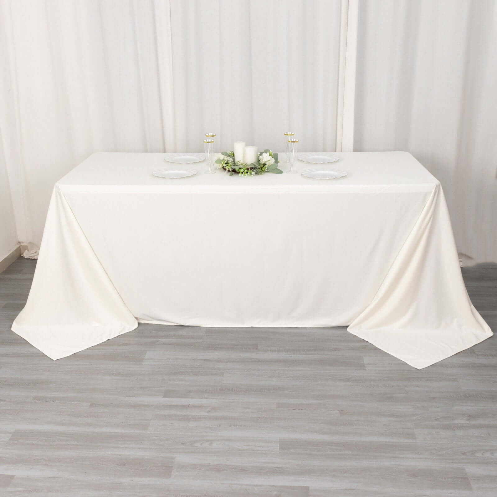 Ivory Premium Scuba 90x132 Wrinkle-Free, Stain-Resistant Seamless Tablecloth
