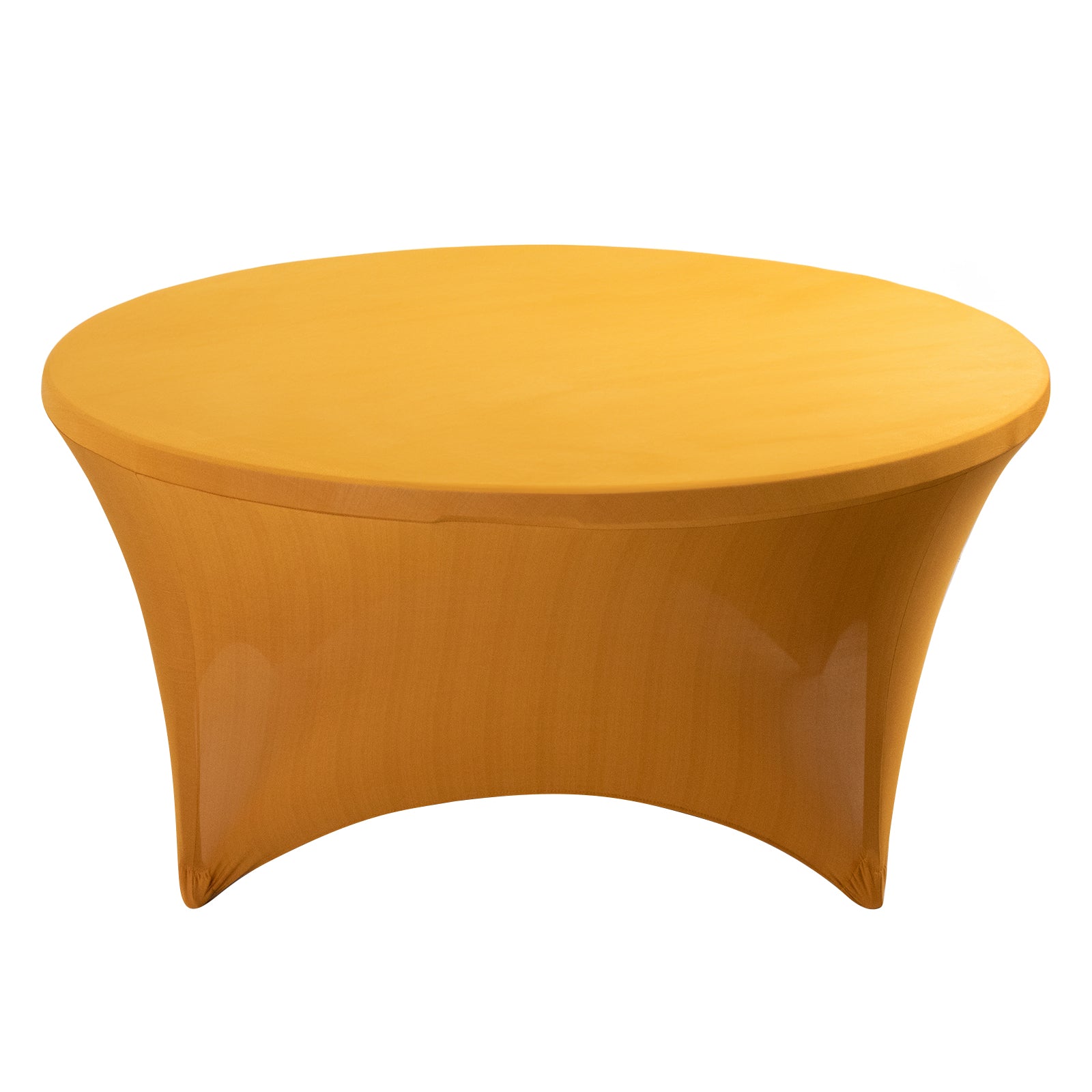 Gold Stretch Spandex 5ft Round Tablecloth - Durable for Events, Great Value!