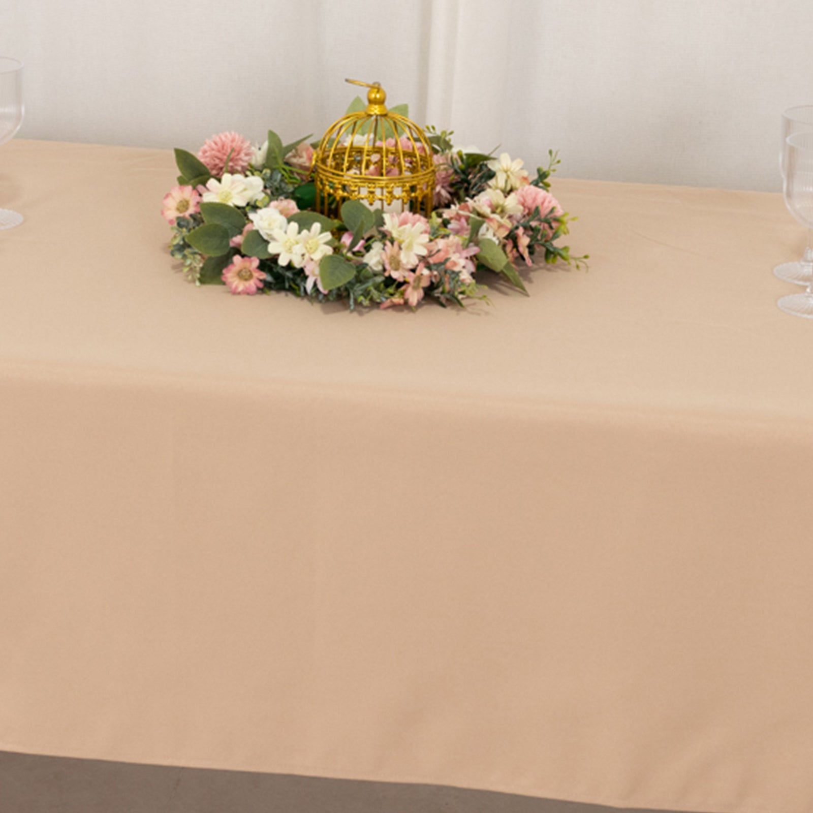 Premium Stain-Resistant 220GSM Polyester Rectangle Tablecloth in Nude - 60x126, Ideal for Events