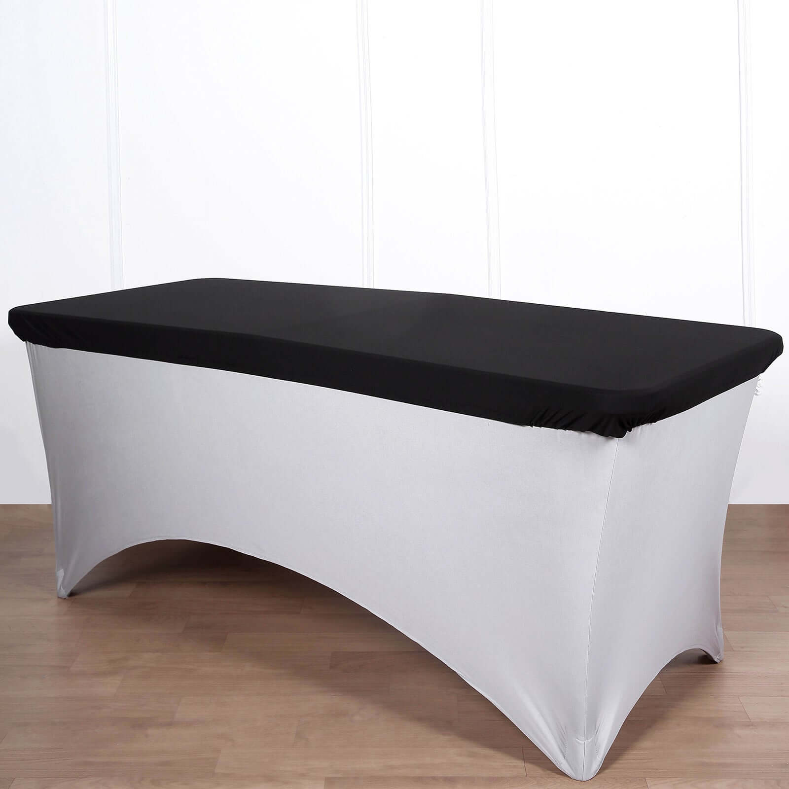 Black Spandex Table Topper - Stretchy, Wrinkle-Free & Fitted (96x30)