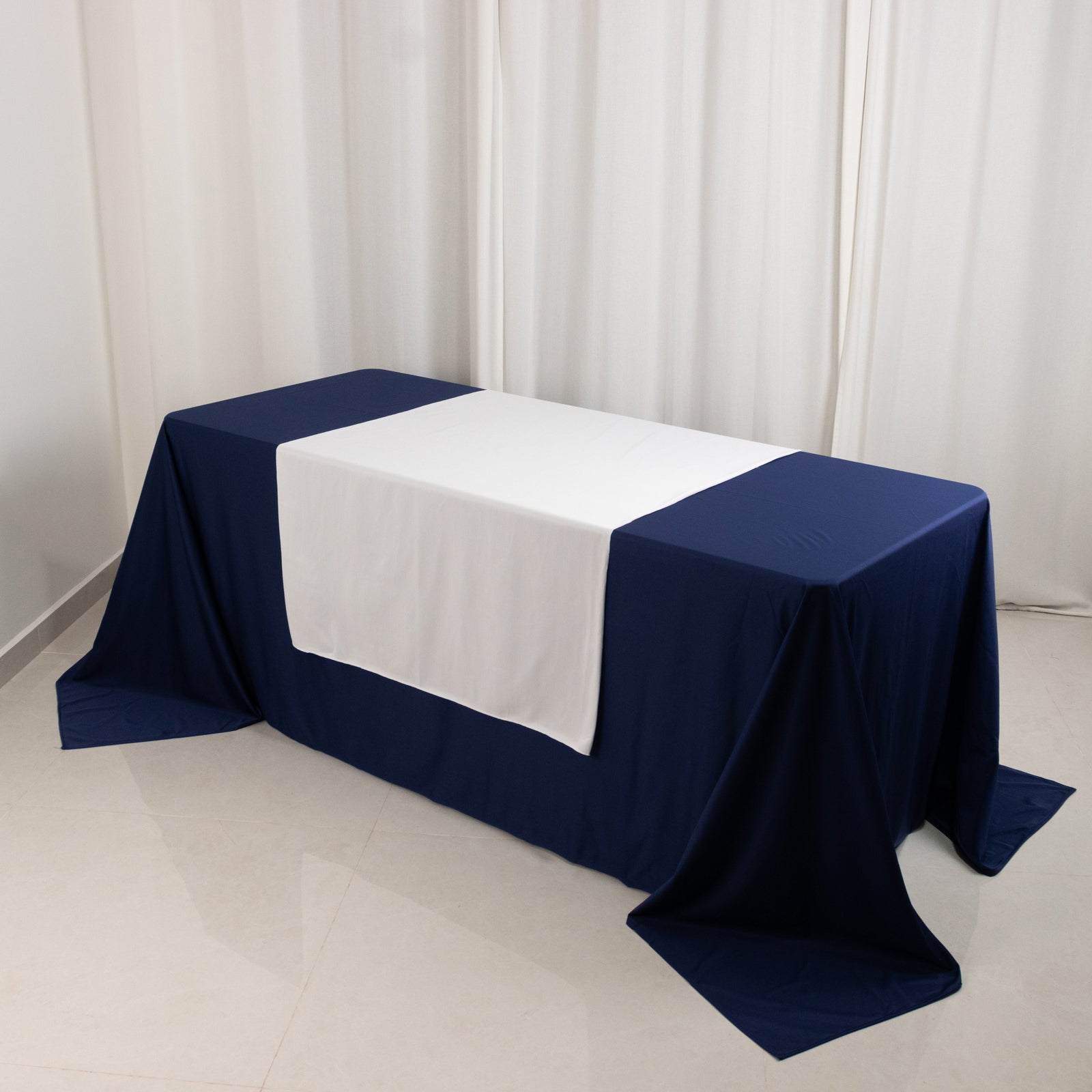 White 36x72 Wide Premium Polyester Table Runner - Ideal for Custom Event Branding