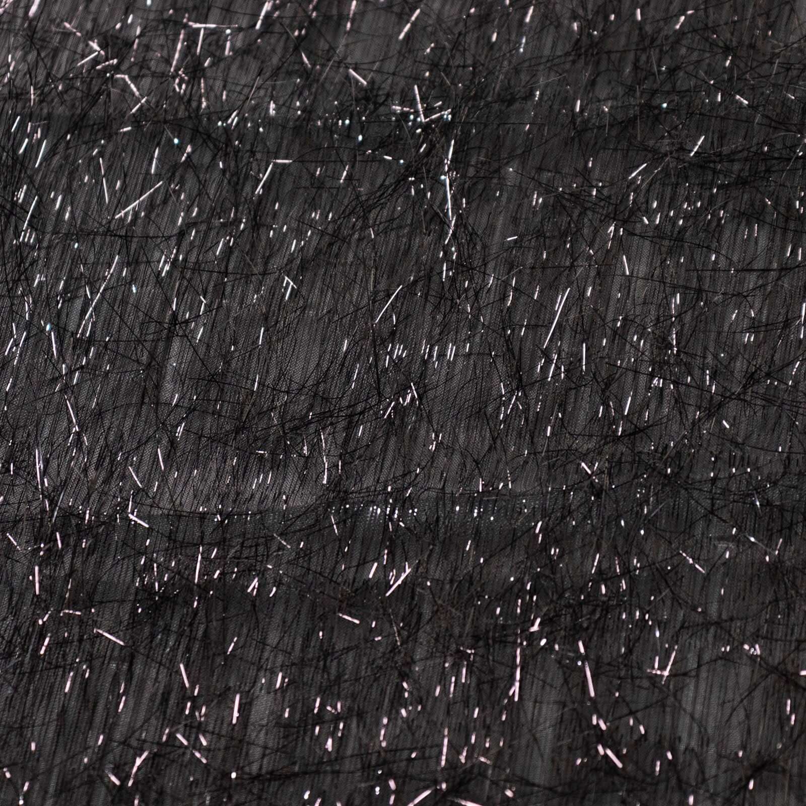 Exclusive Polyester 120-Inch Round Black Tablecloth with Metallic Fringe Shag Tinsel for Events