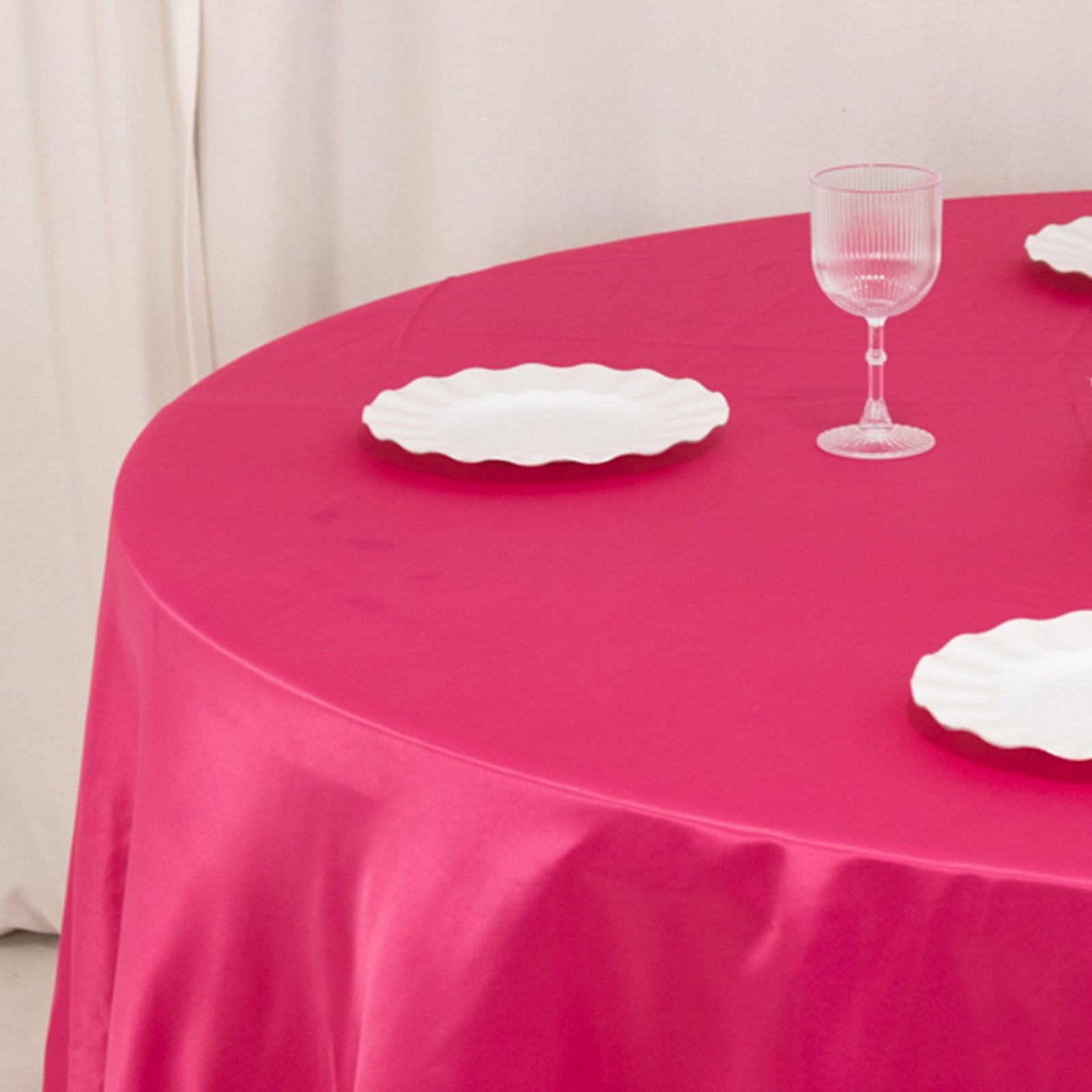 Fuchsia Lamour Satin 108-Inch Round Tablecloth - Durable, Silk-Like Cover
