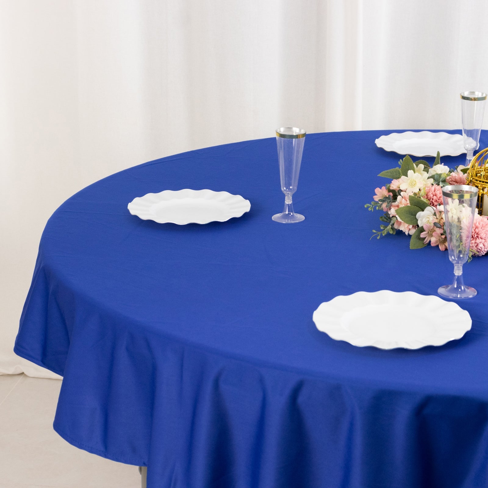 Royal Blue 70-Inch Wrinkle-Free & Stain-Resistant Premium Scuba Round Tablecloth