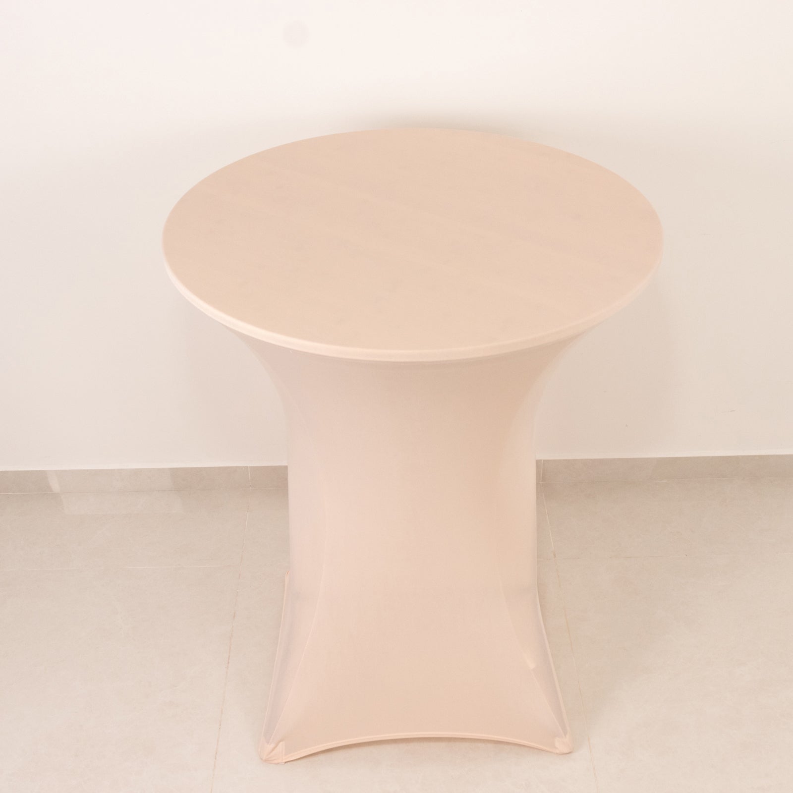 Blush Spandex Stretch Cocktail Table Cover - Easy Maintenance for 33'-36' Tables