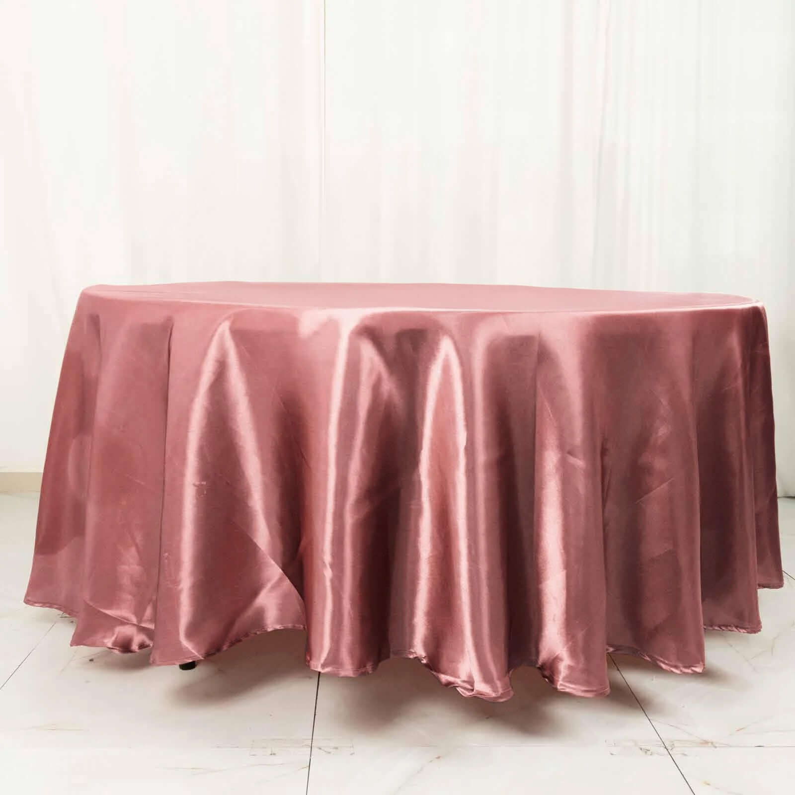 Exclusive Satin 108 Round Tablecloth in Cinnamon Rose - Smooth & Lustrous