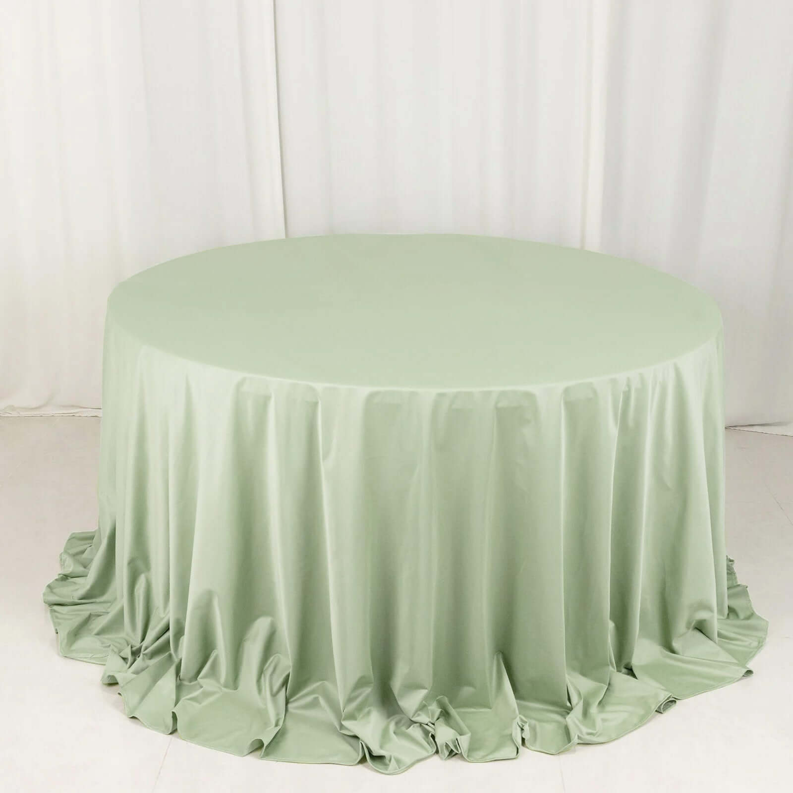 Exclusive Sage Green 132' Round Scuba Polyester Tablecloth - Wrinkle & Stain Free
