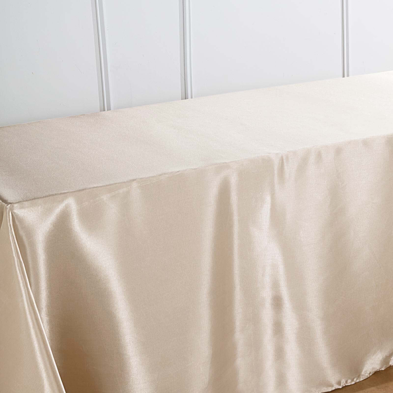Beige Seamless Satin Tablecloth 90x132 - Ideal for Events